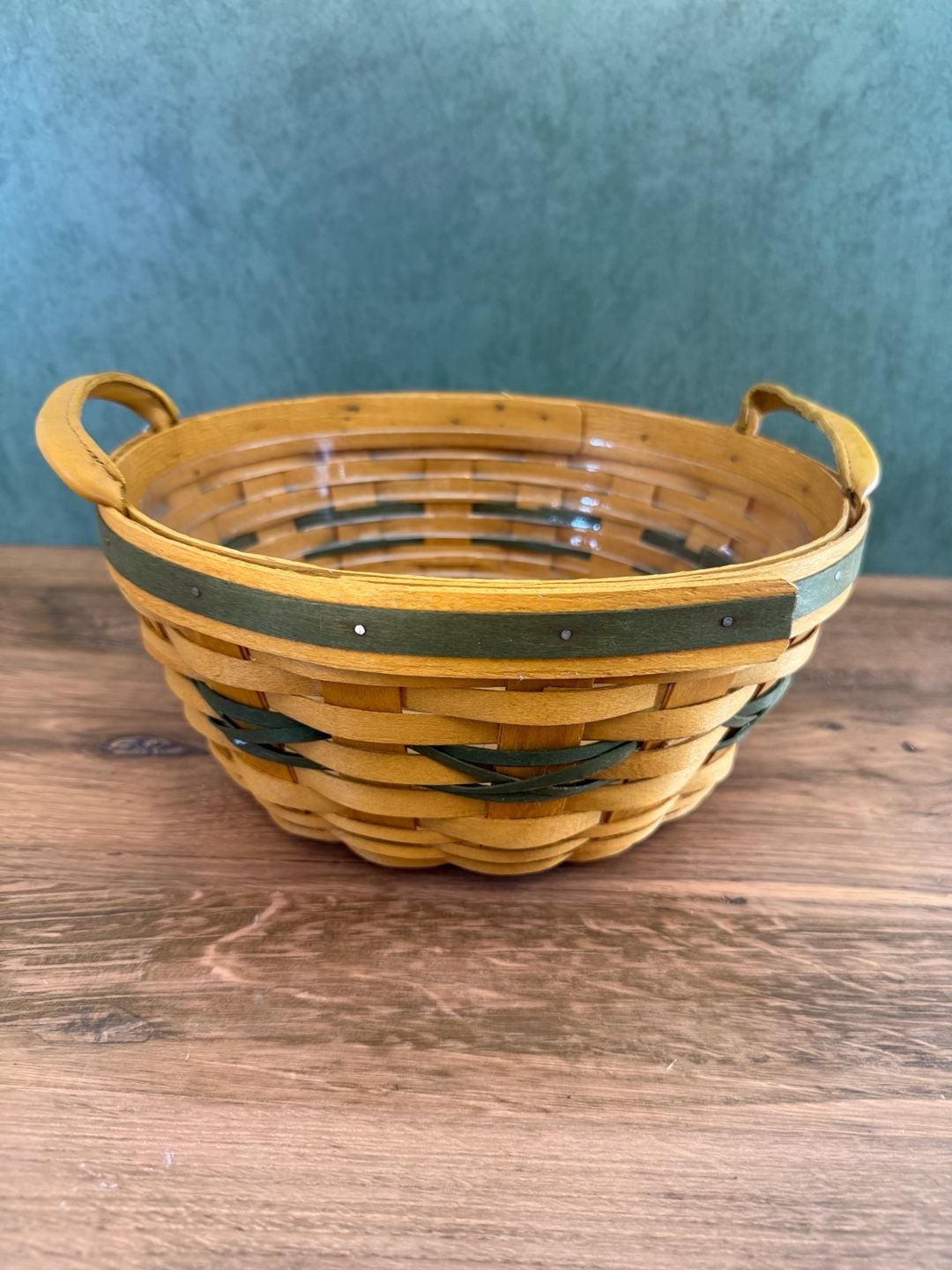 Longaberger Christmas Collection 1999 Popcorn Basket Green Liner Lid 8