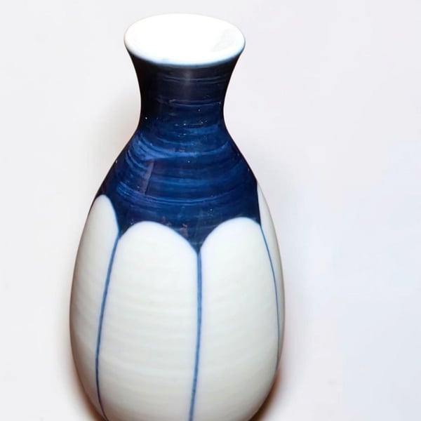 Blue and White Porcelain Tokkuri Sake Bottle Vase