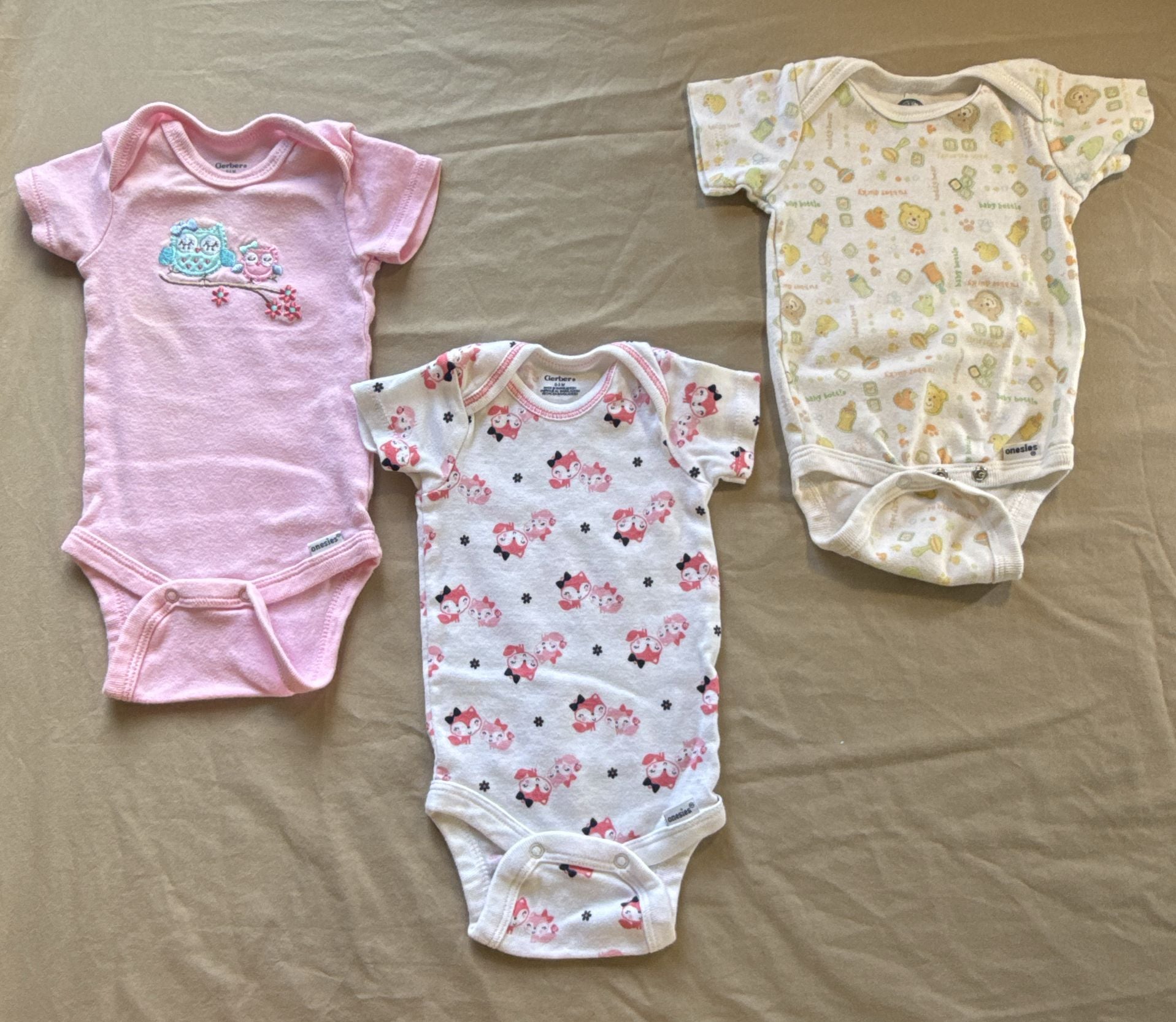 Gerber Baby Bodysuits 3-Pack Size 0-3 M Assorted 1