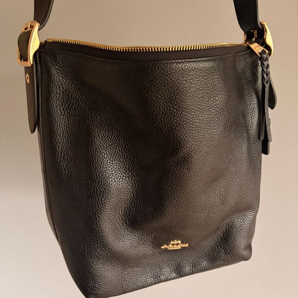 Coach Abby Duffle Pebbled Leather Crossbody Bag Black