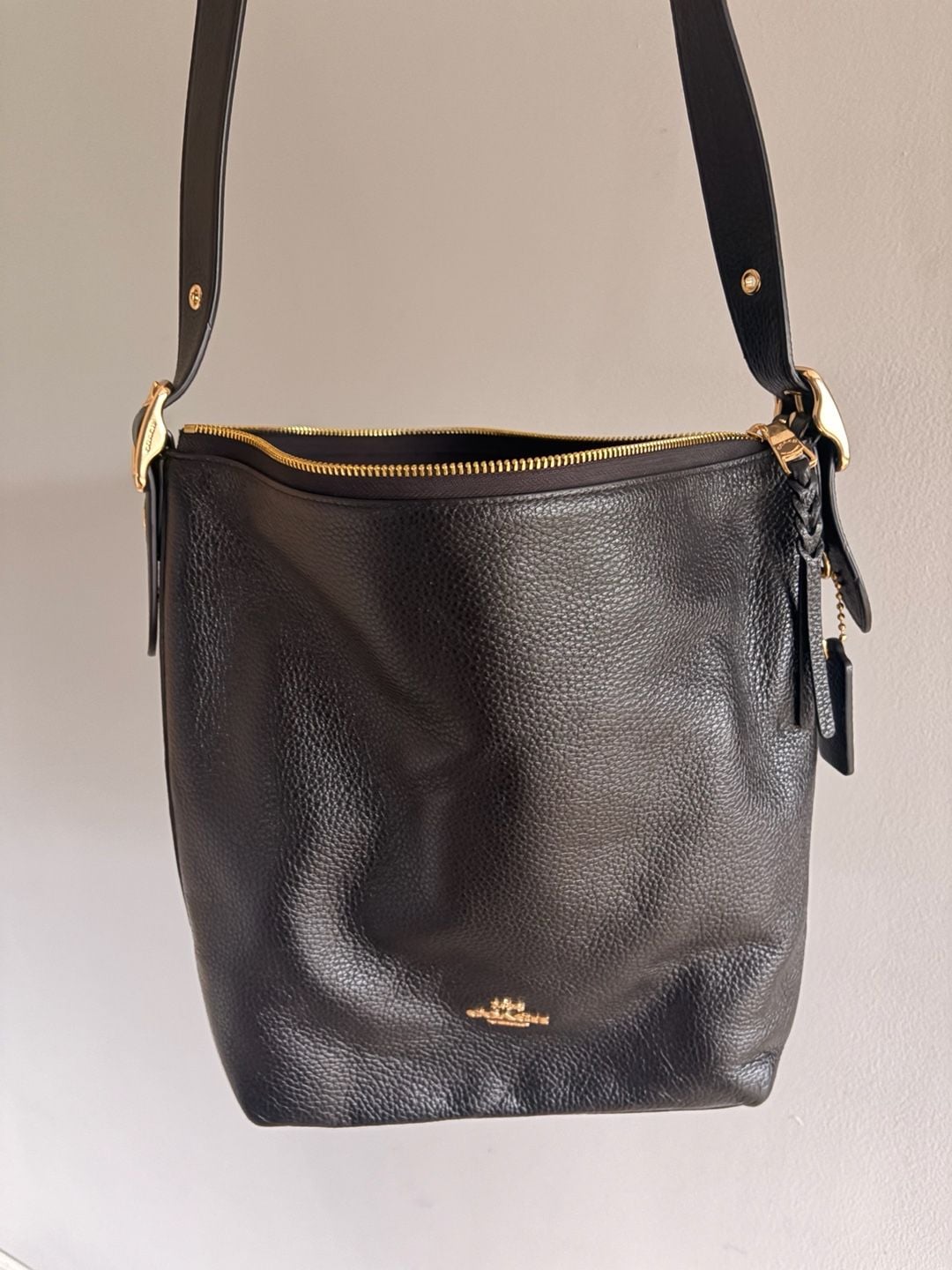 Coach Abby Duffle Pebbled Leather Crossbody Bag Black 9