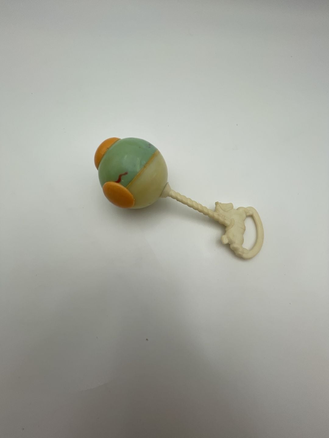 Vintage Baby Rattle with Face and Horse Handle Plastic Toy 2