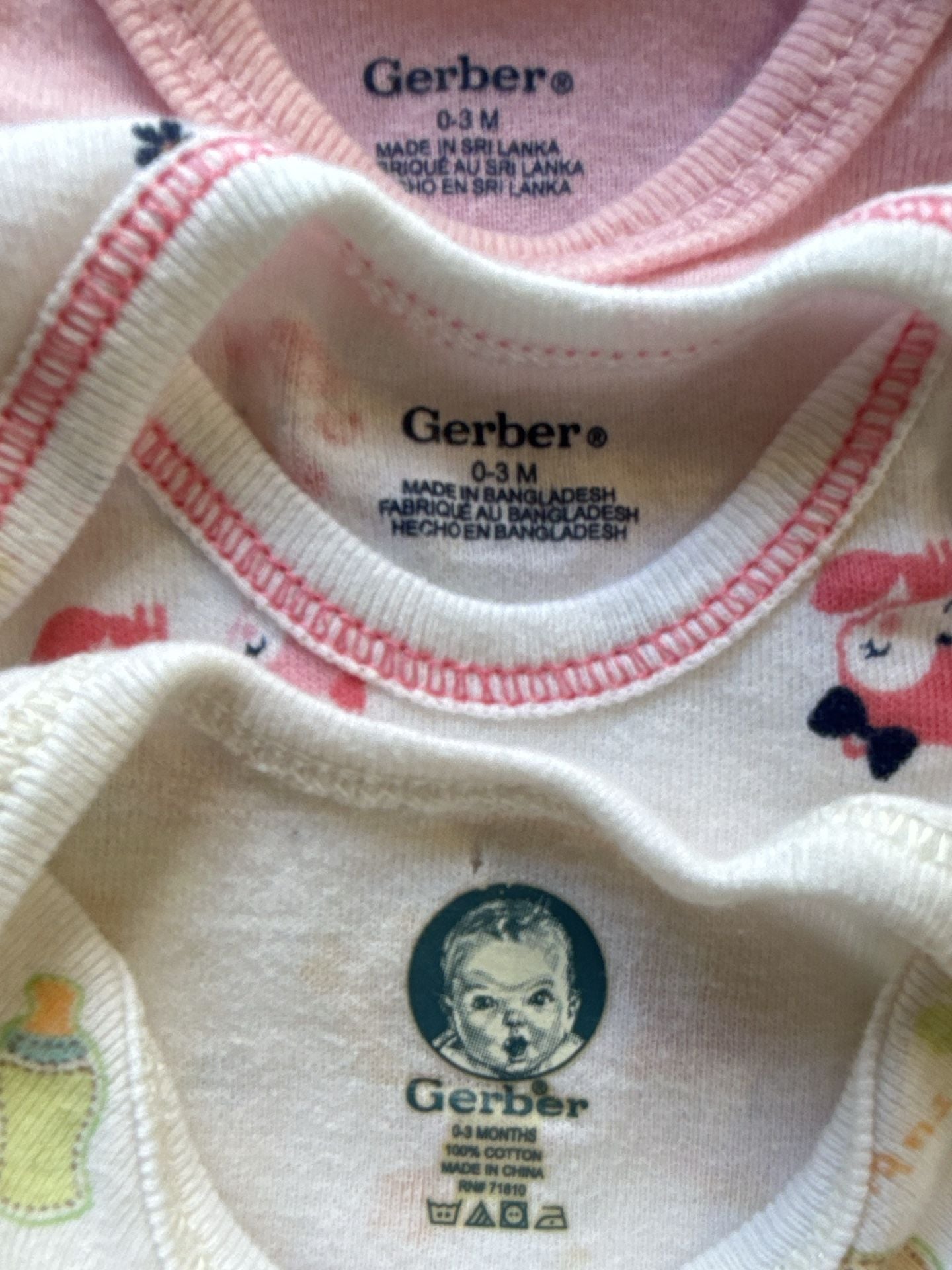 Gerber Baby Bodysuits 3-Pack Size 0-3 M Assorted 3