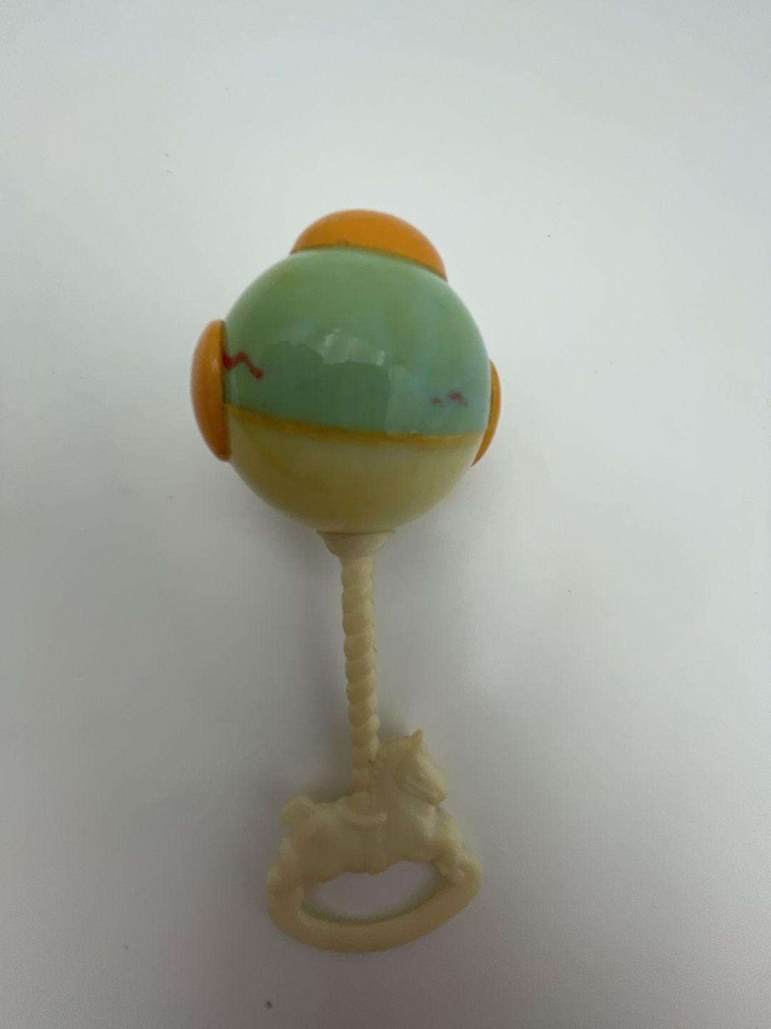 Vintage Baby Rattle with Face and Horse Handle Plastic Toy 5