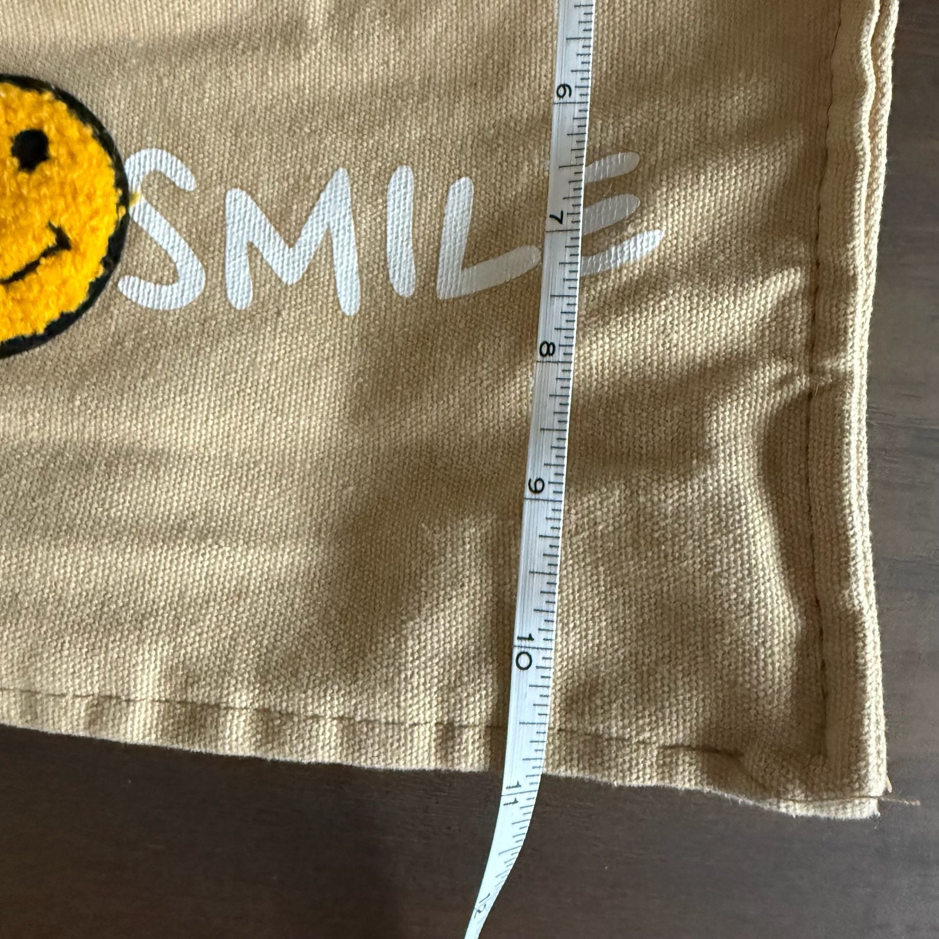 Canvas Tote Bag You Make Me Smile Pink Strap Smiley Patch 5