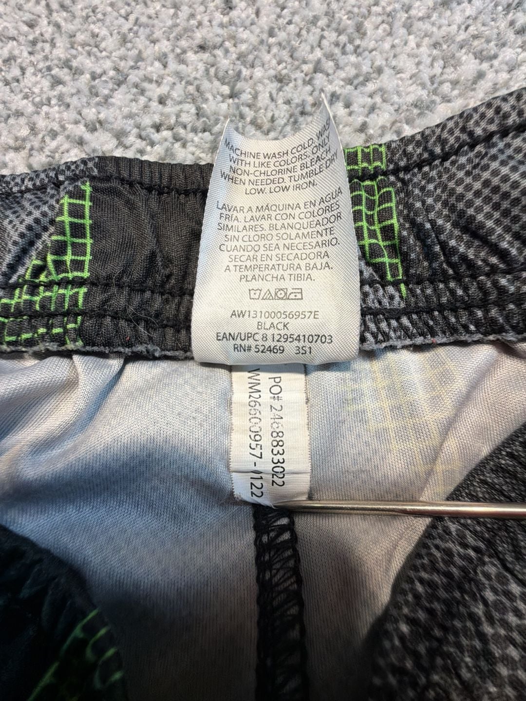 Athletic Works Active Shorts Size L (10-12) Black Green Geometric. 5