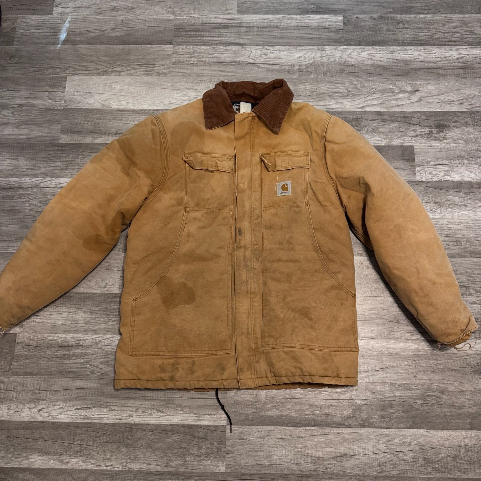 Vintage Carhartt Brown Canvas Work Jacket with Corduroy Collar 2
