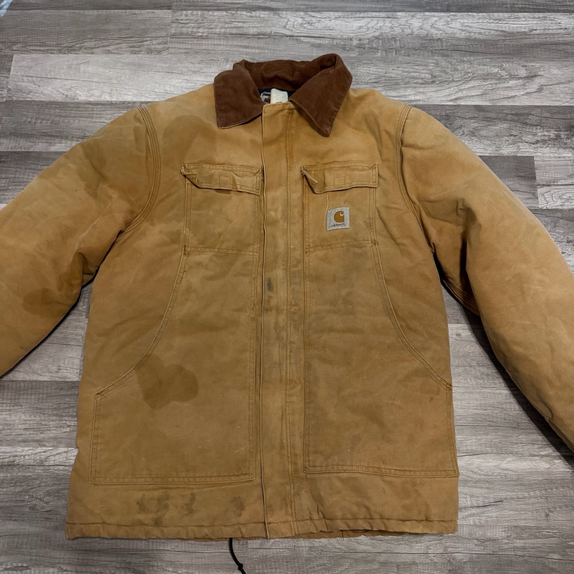 Vintage Carhartt Brown Canvas Work Jacket with Corduroy Collar 3