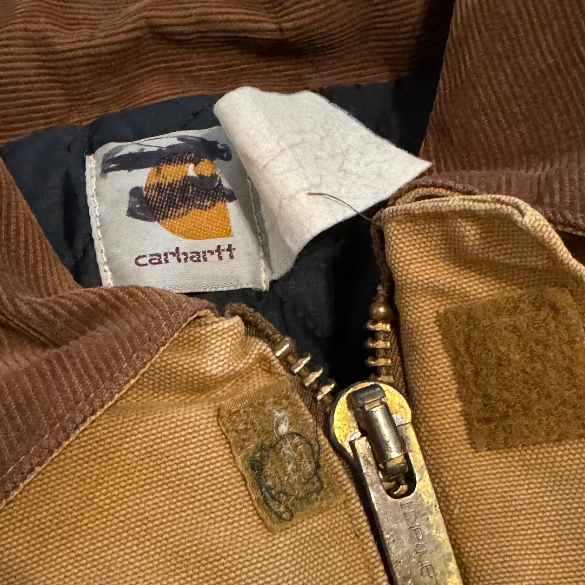 Vintage Carhartt Brown Canvas Work Jacket with Corduroy Collar 8