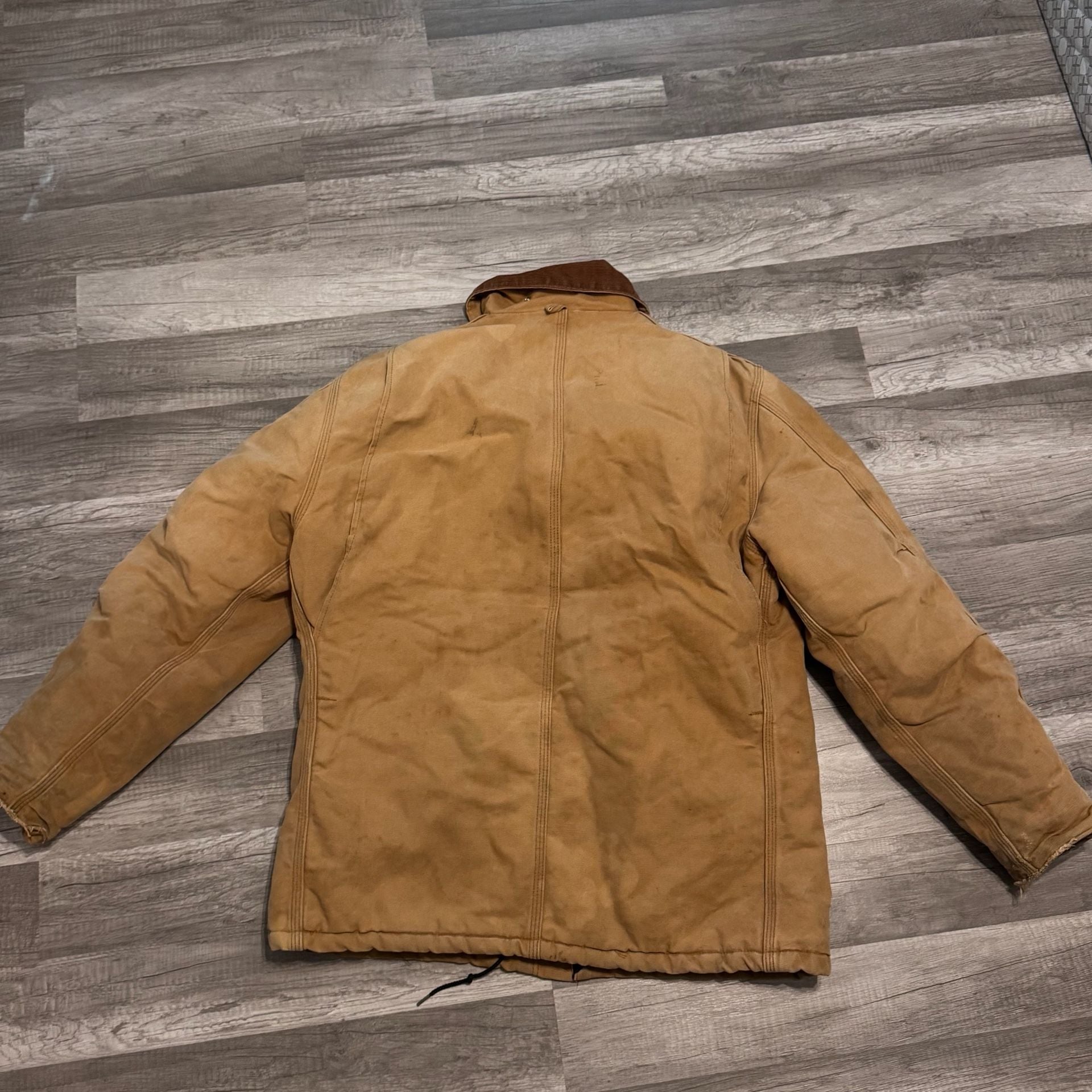 Vintage Carhartt Brown Canvas Work Jacket with Corduroy Collar 9