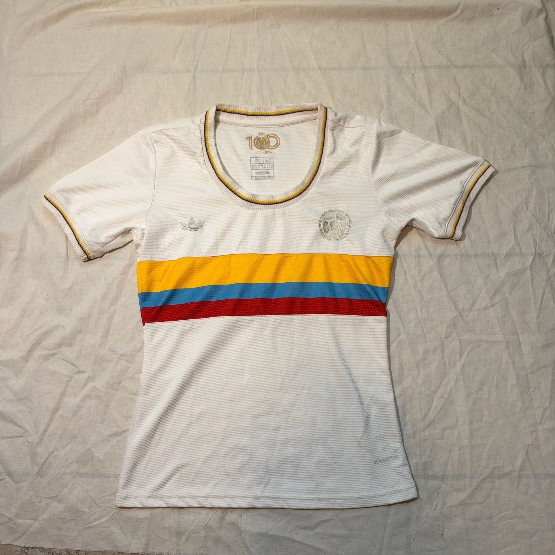 Women’s Adidas Colombia 100th Anniversary Soccer Jersey Size XL White 2