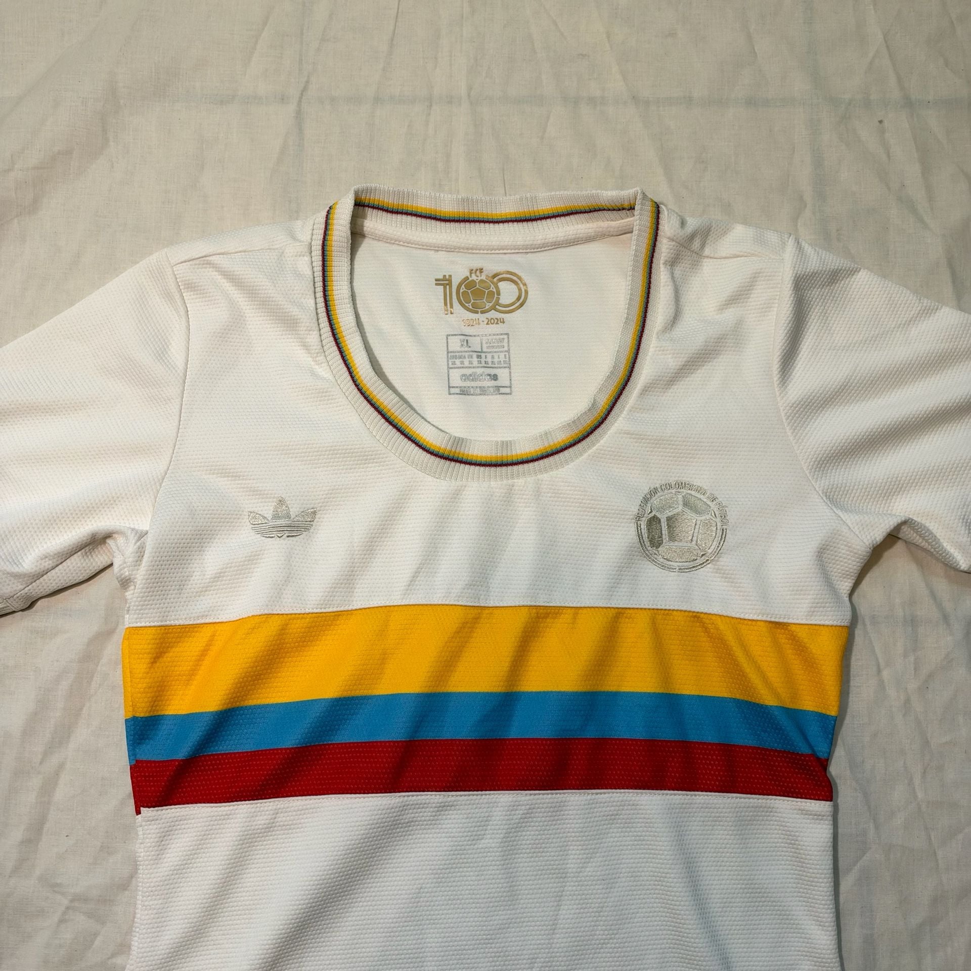 Women’s Adidas Colombia 100th Anniversary Soccer Jersey Size XL White 3
