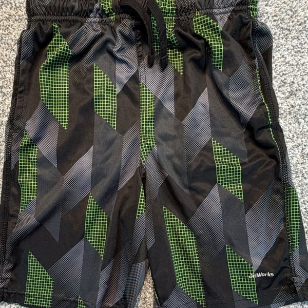 Athletic Works Active Shorts Size L (10-12) Black Green Geometric. 