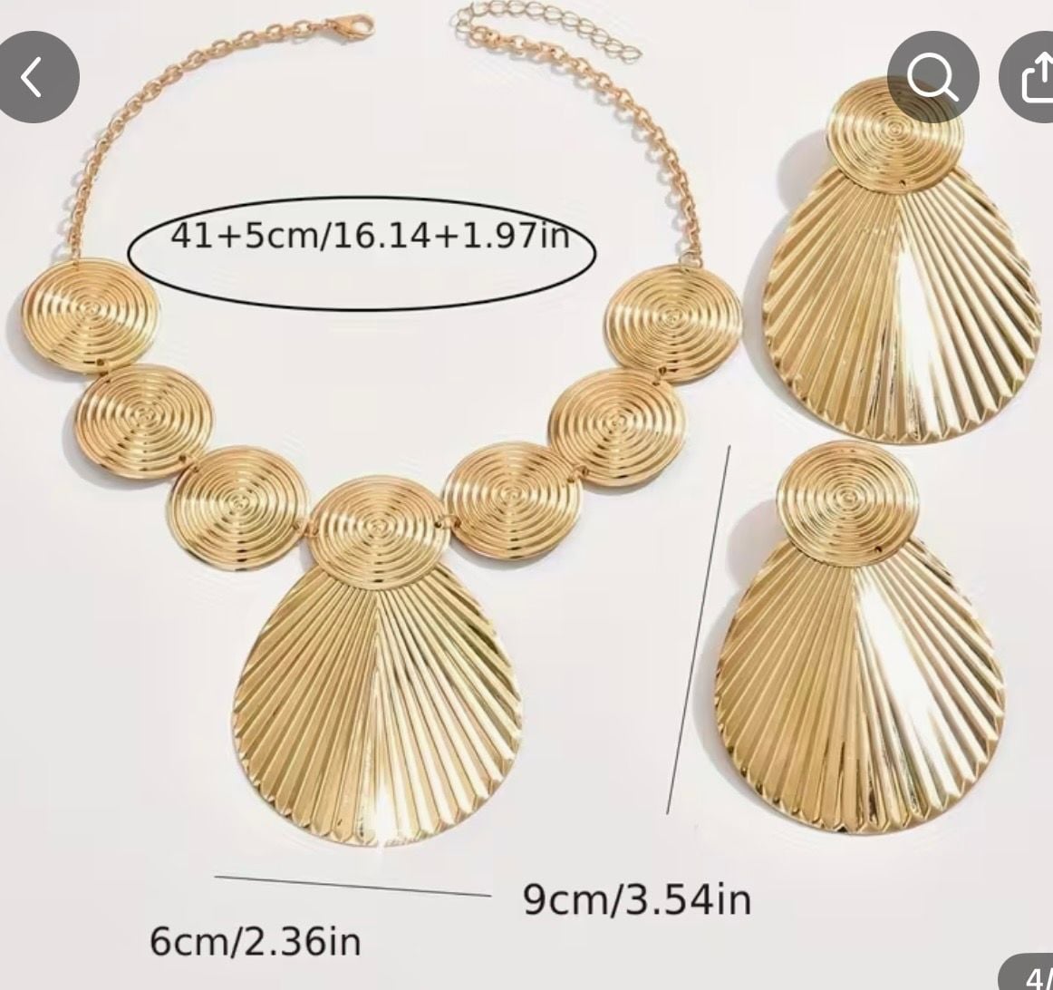 2pcs womens fashion stud earrings necklace set - Mauritius 1