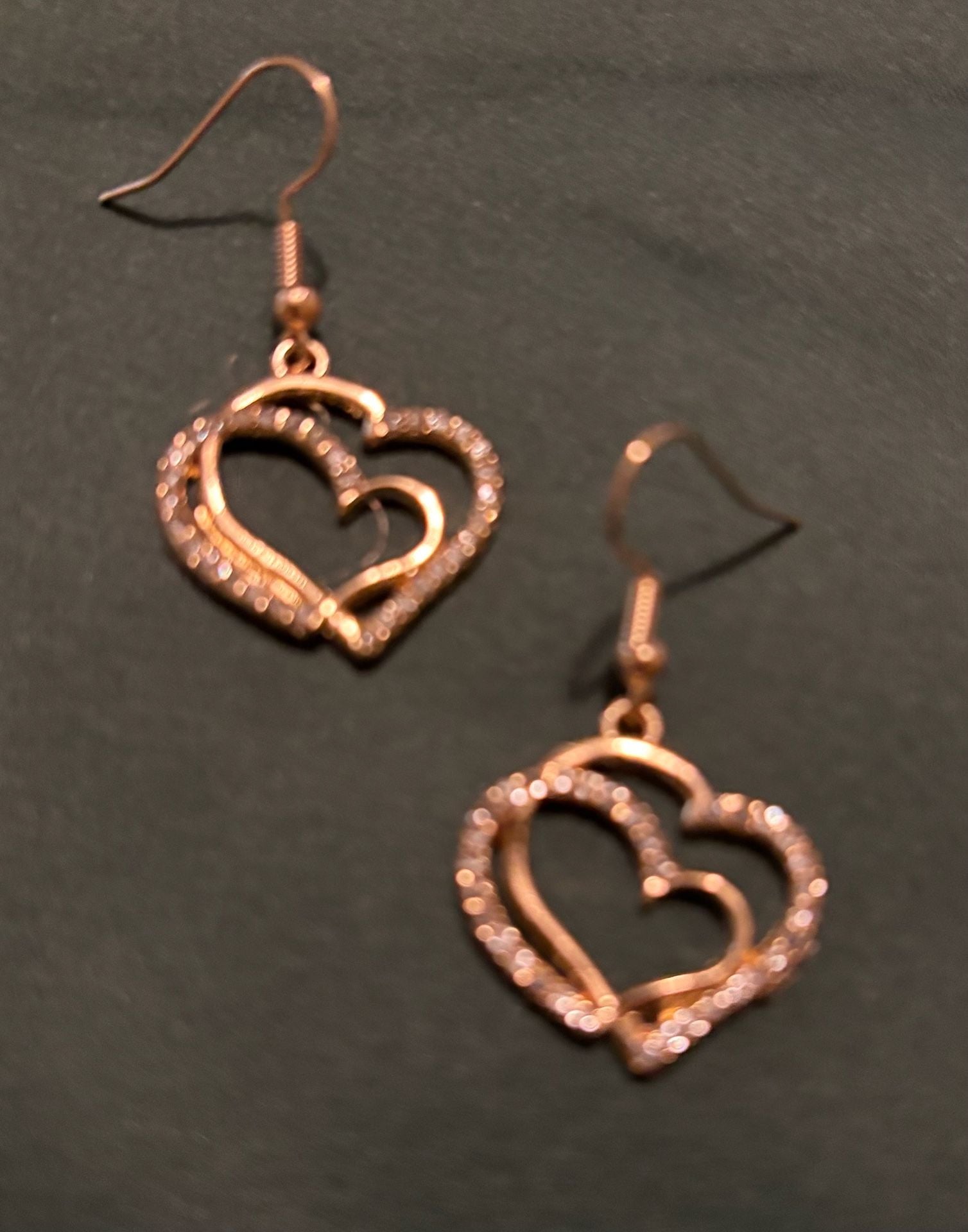 3 Pcs Set Heart Shaped Jewelry Set Of Earrings Pendant Necklace For Women Exquisite Fashion Rhinestone Double Heart Jewelry Set - .com, 3
