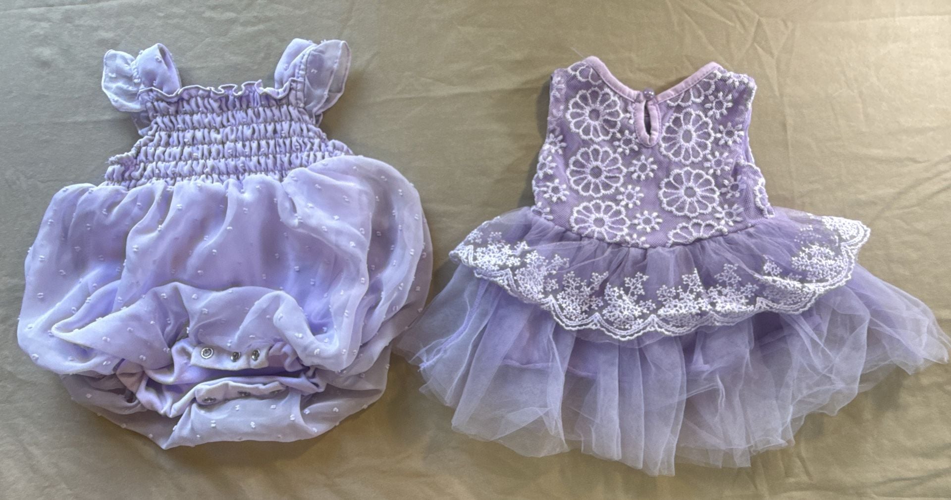 Mud Pie Baby Girl Purple Romper Dress Set Size 3 Months 2