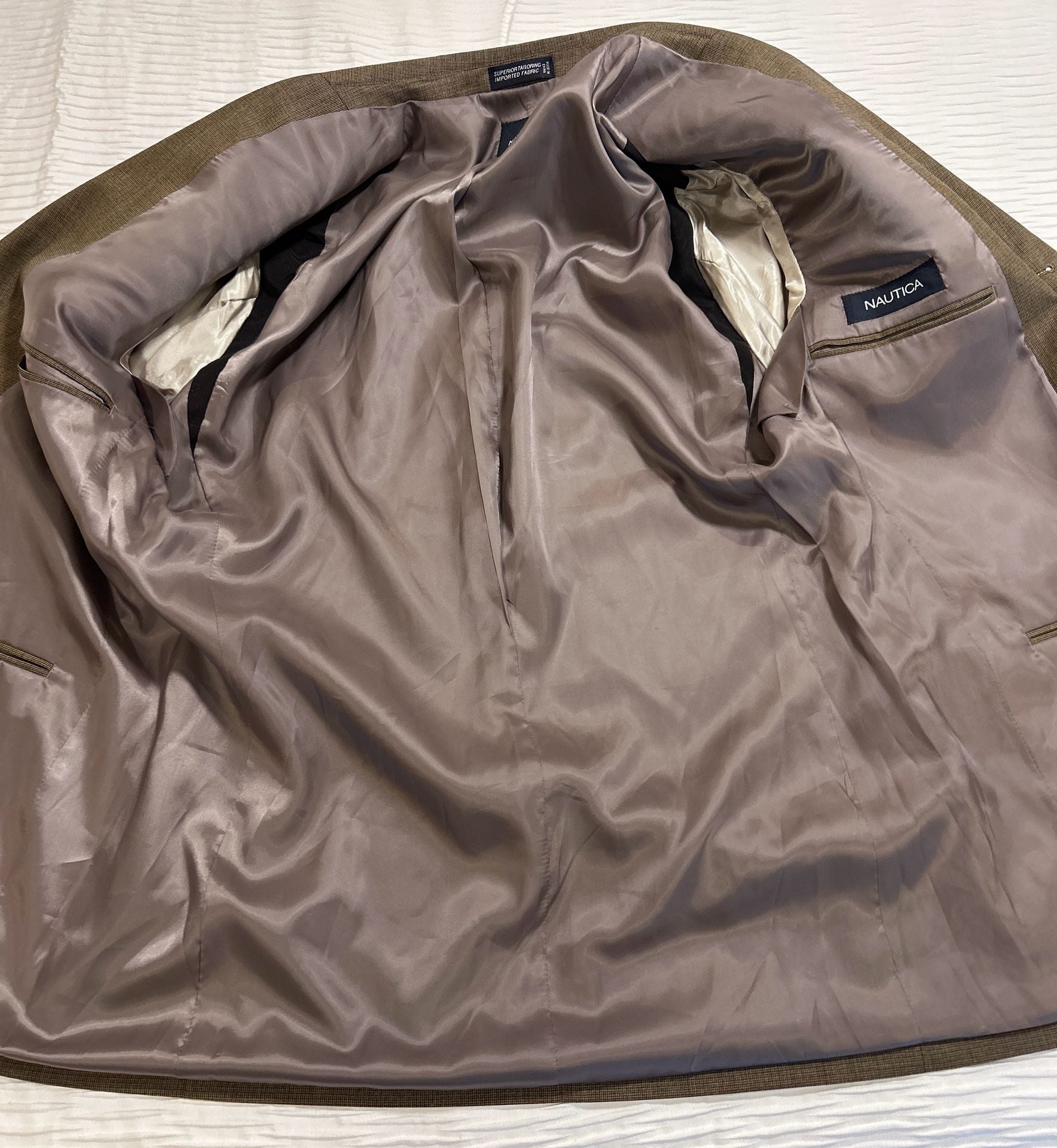 Nautica Sport Coat Size 40R Brown Wool Blazer 8