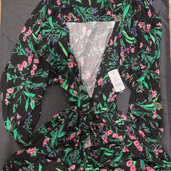 Soma Cool Nights Kimono Robe Size S/M Passage Floral Black