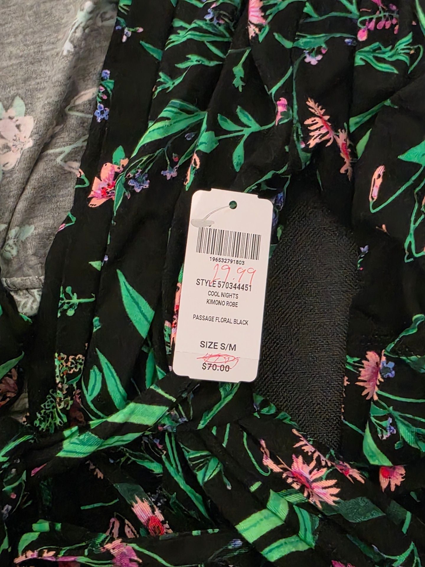 Soma Cool Nights Kimono Robe Size S/M Passage Floral Black 3