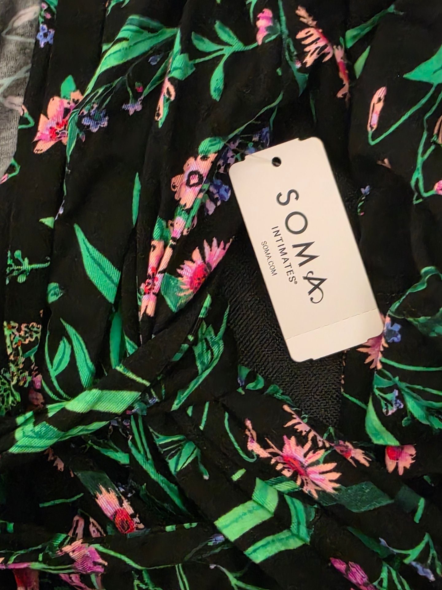 Soma Cool Nights Kimono Robe Size S/M Passage Floral Black 4