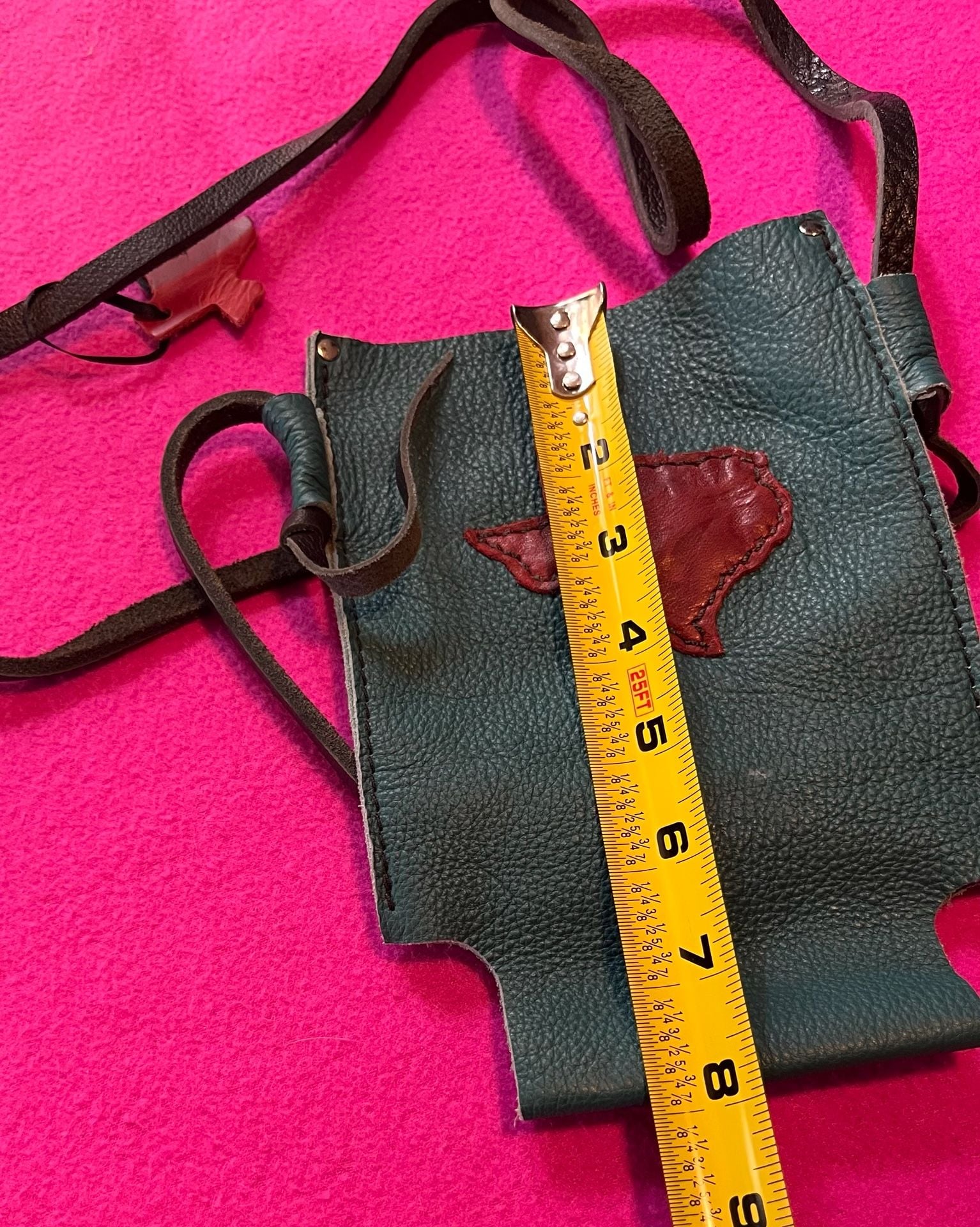 Handmade Leather Texas Bottle Holder Crossbody Bag Teal 5