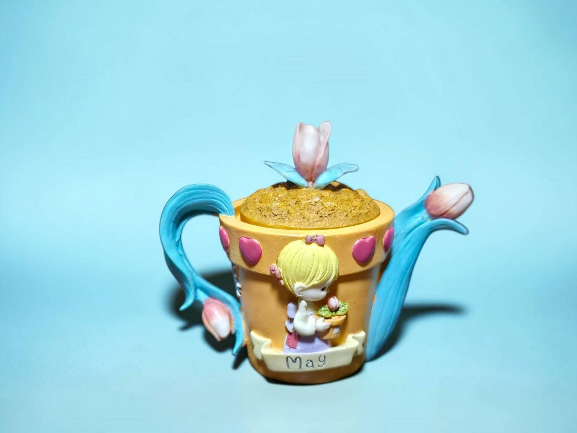 Precious Moments Miniature Teapot Figurine May Flower Pot 1