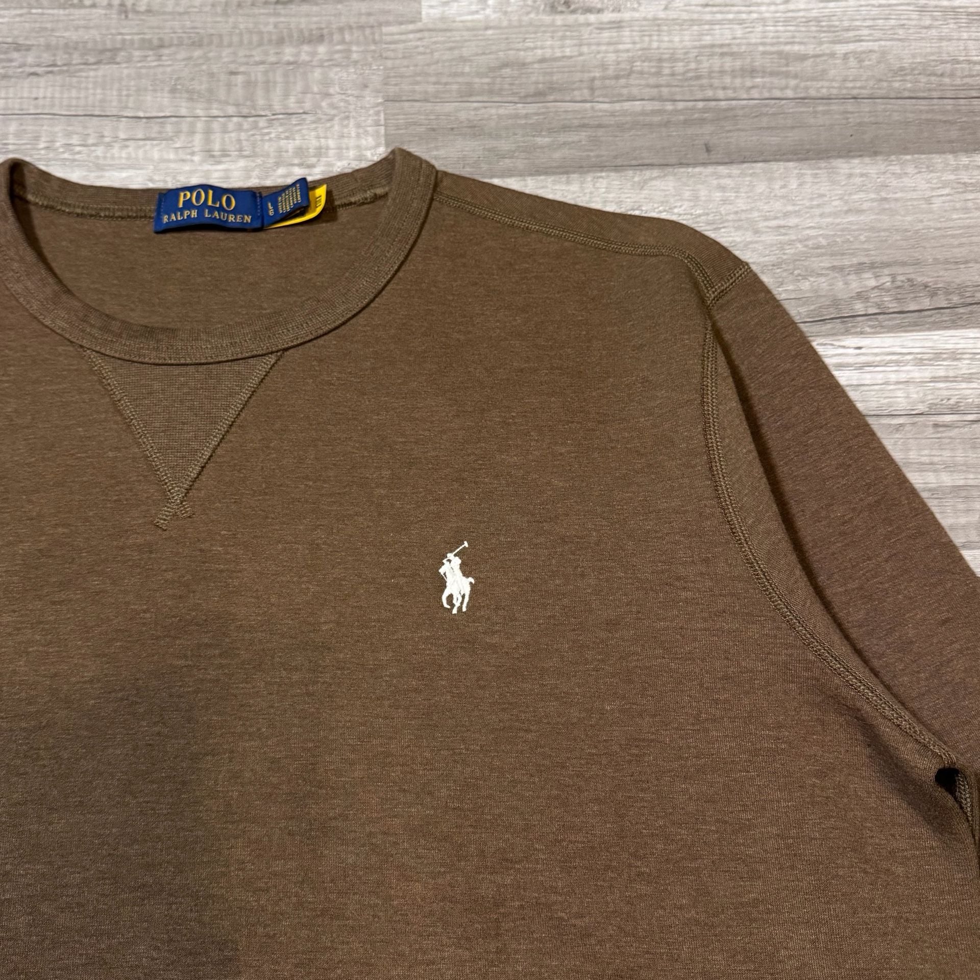 Polo Ralph Lauren RL Fleece Sweatshirt Size L Brown 6