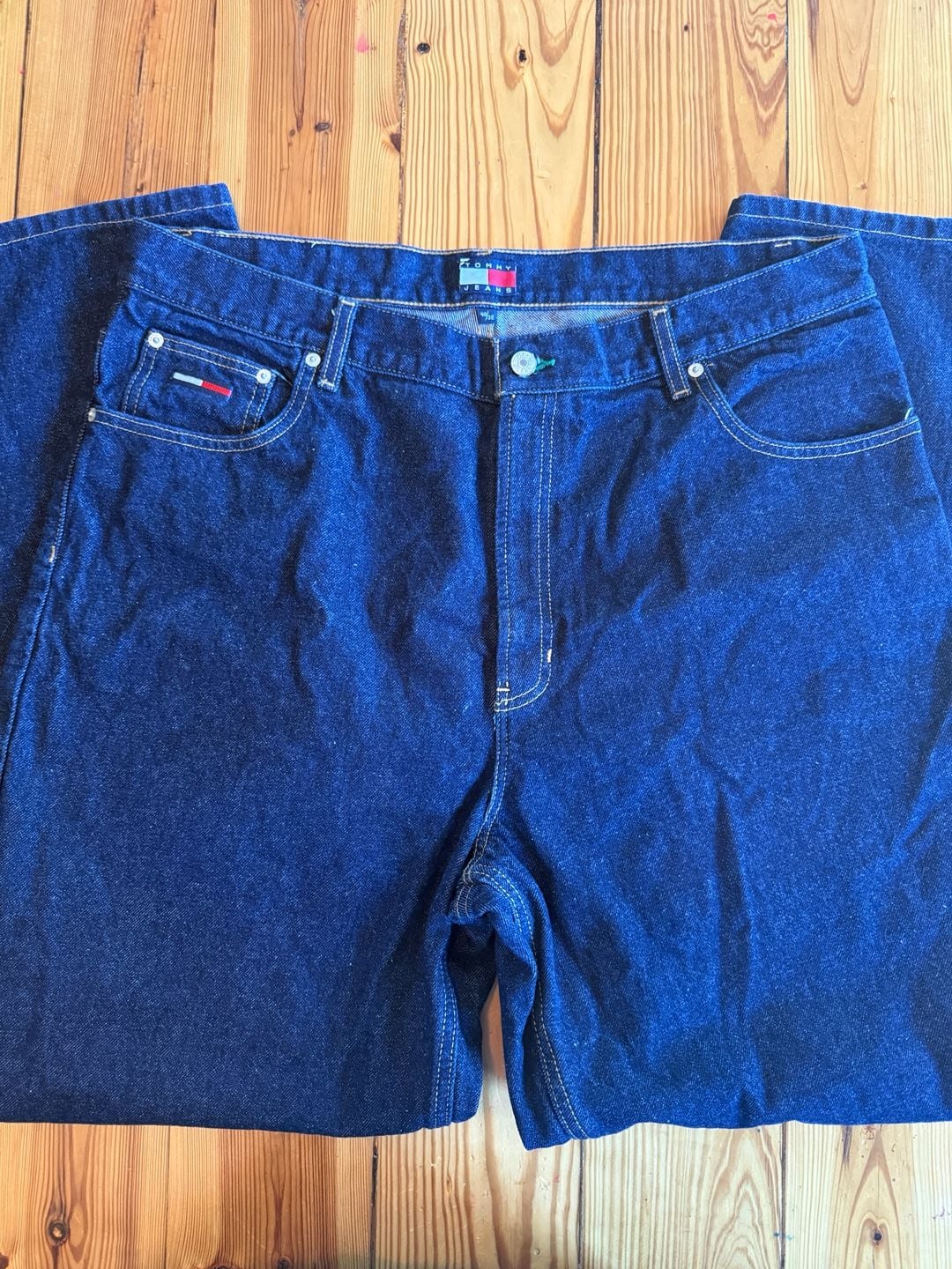 Tommy Jeans Vintage Denim Jeans 40x32 Dark Wash Straight Leg 1