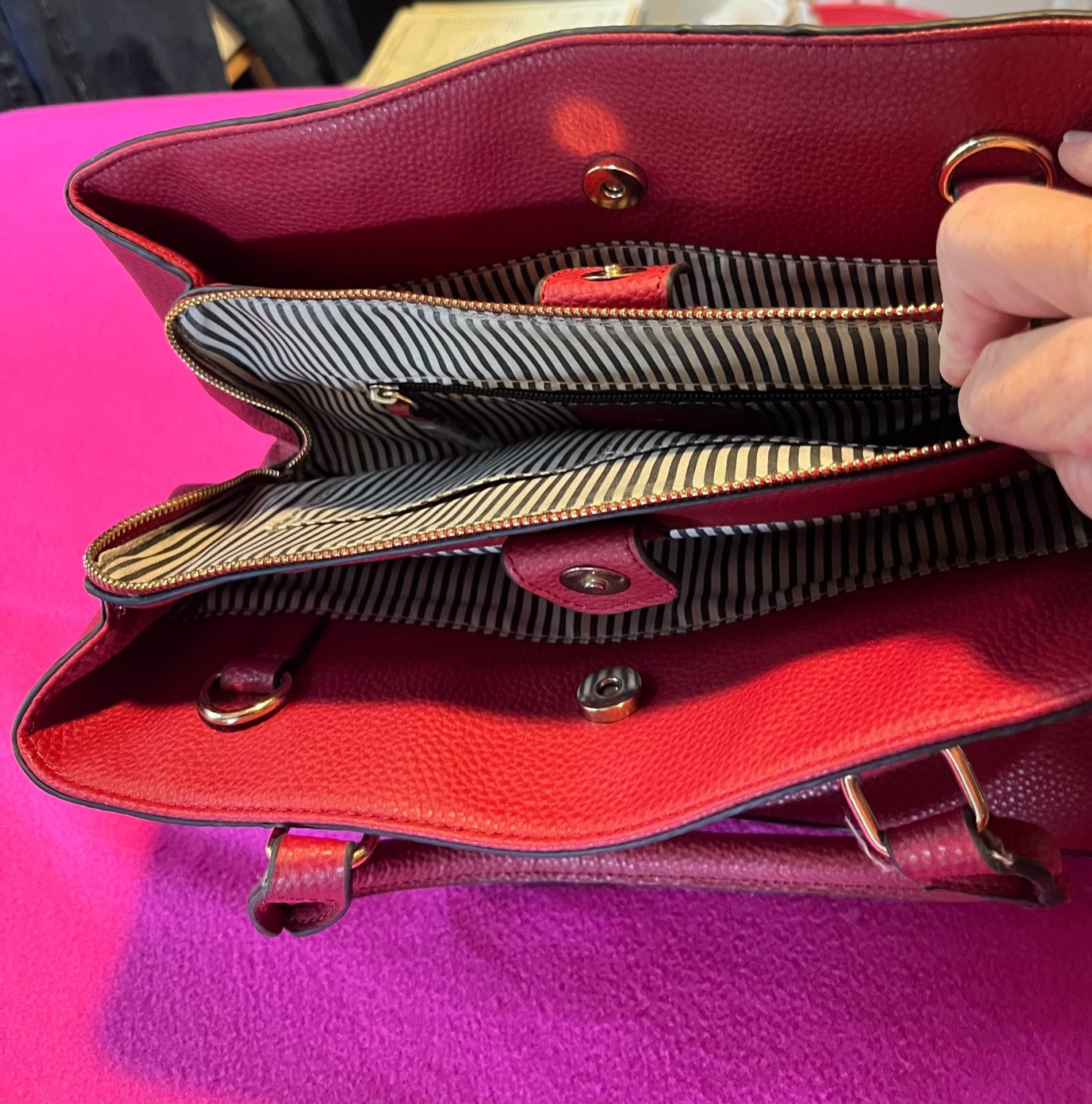 Mathew Julian Red Vegan Leather Tote Handbag 4