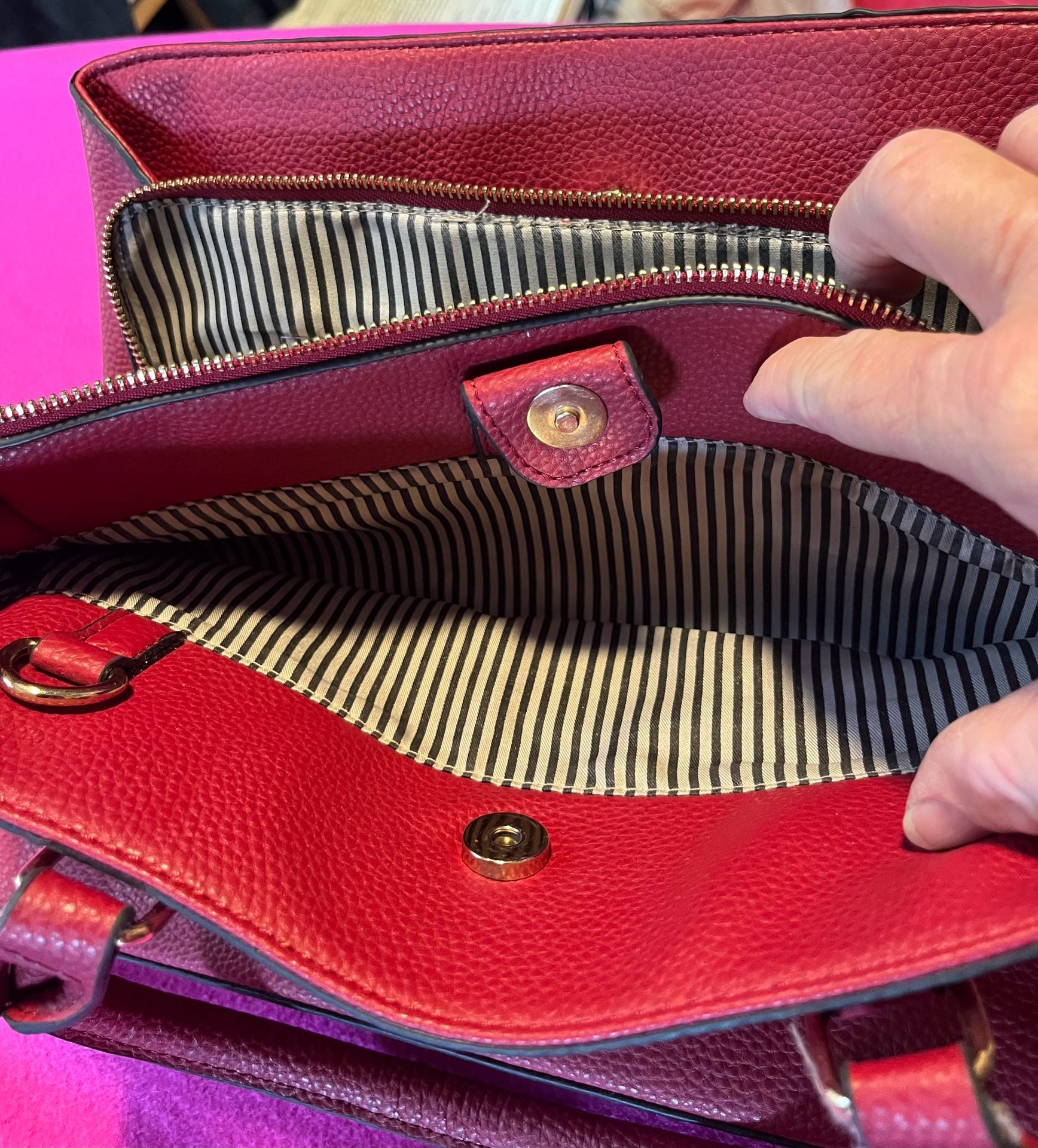 Mathew Julian Red Vegan Leather Tote Handbag 5