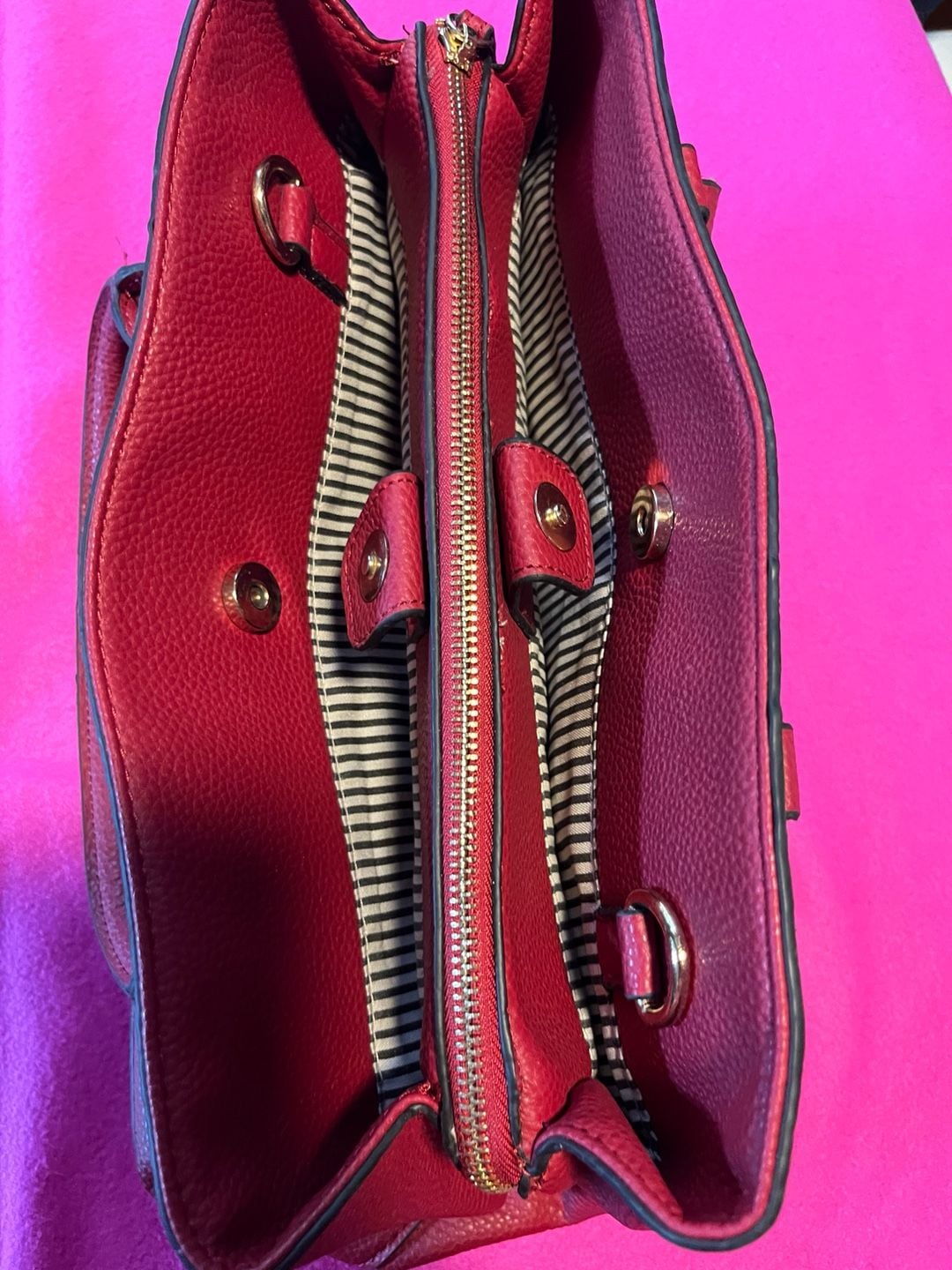 Mathew Julian Red Vegan Leather Tote Handbag 9