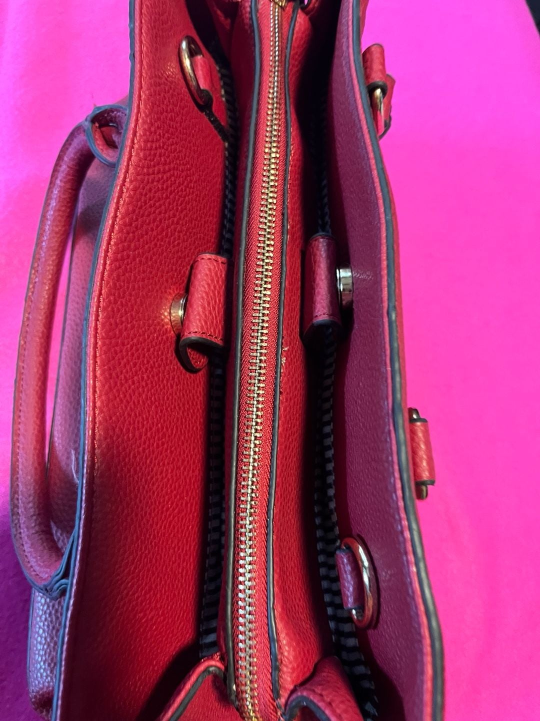 Mathew Julian Red Vegan Leather Tote Handbag 10