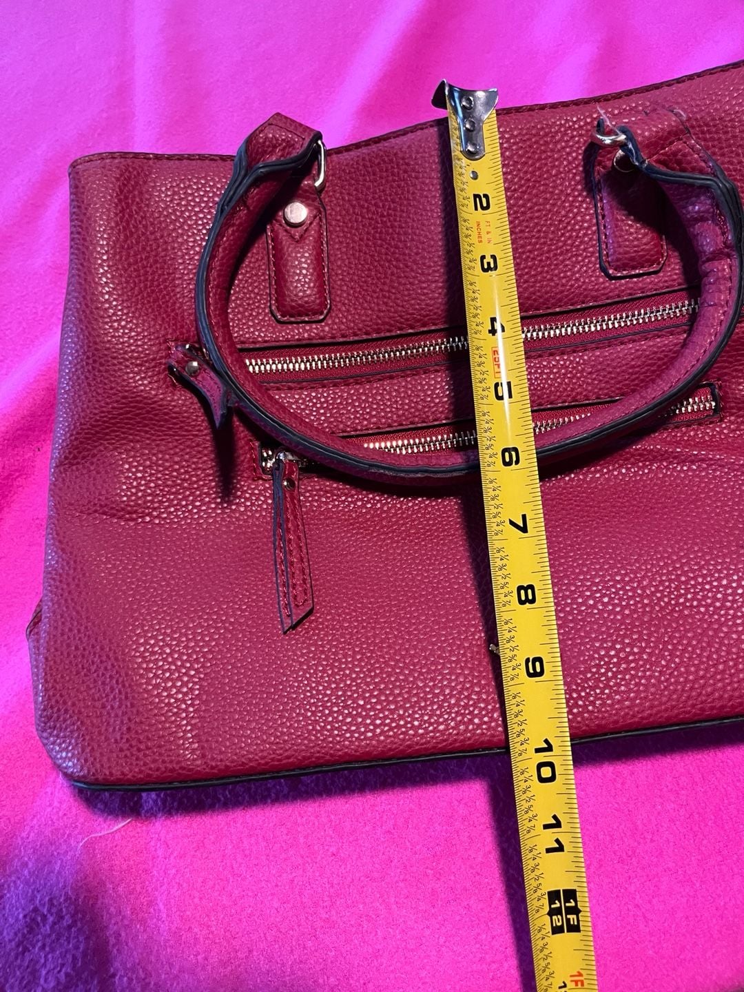 Mathew Julian Red Vegan Leather Tote Handbag 11