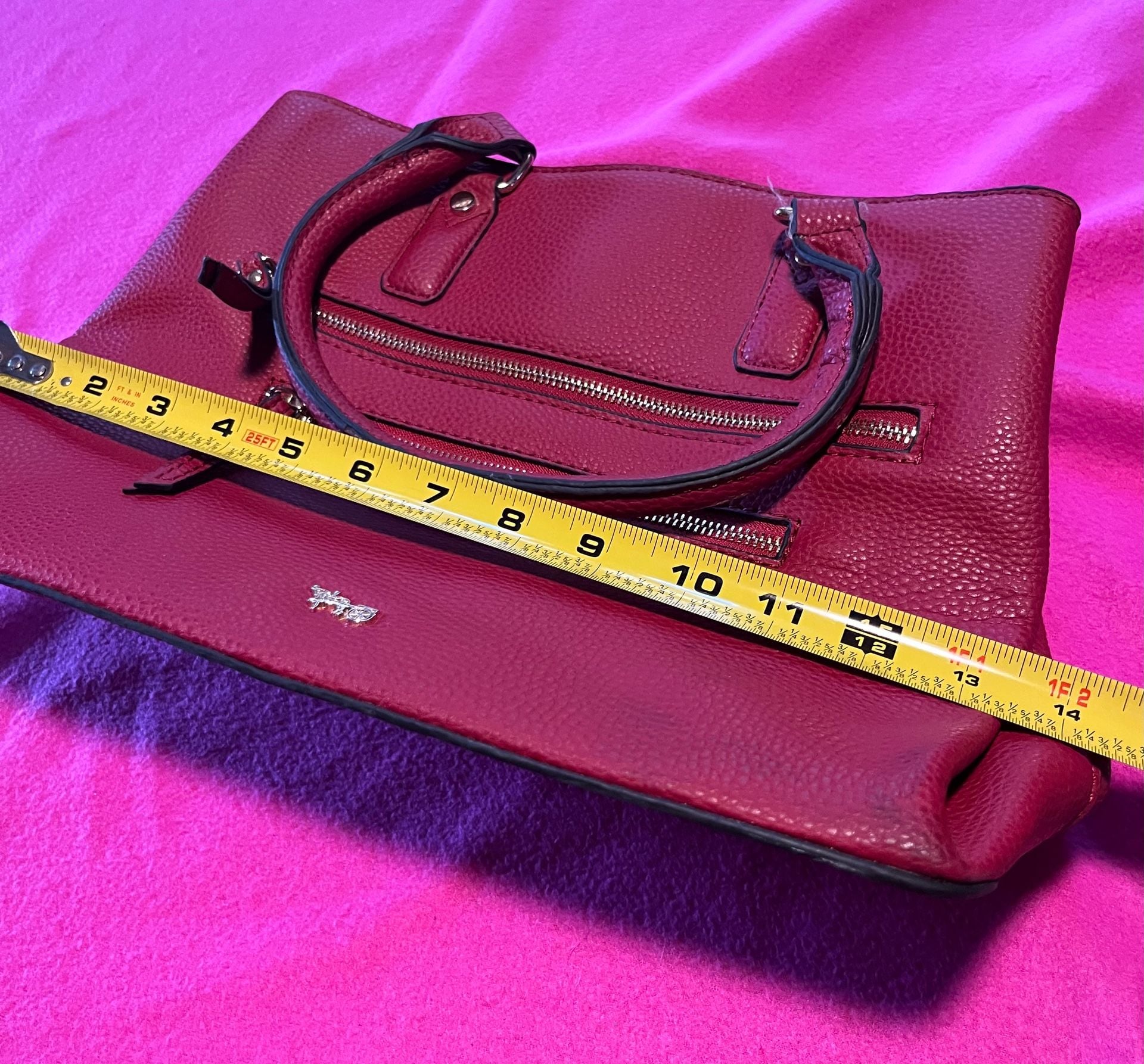 Mathew Julian Red Vegan Leather Tote Handbag 12