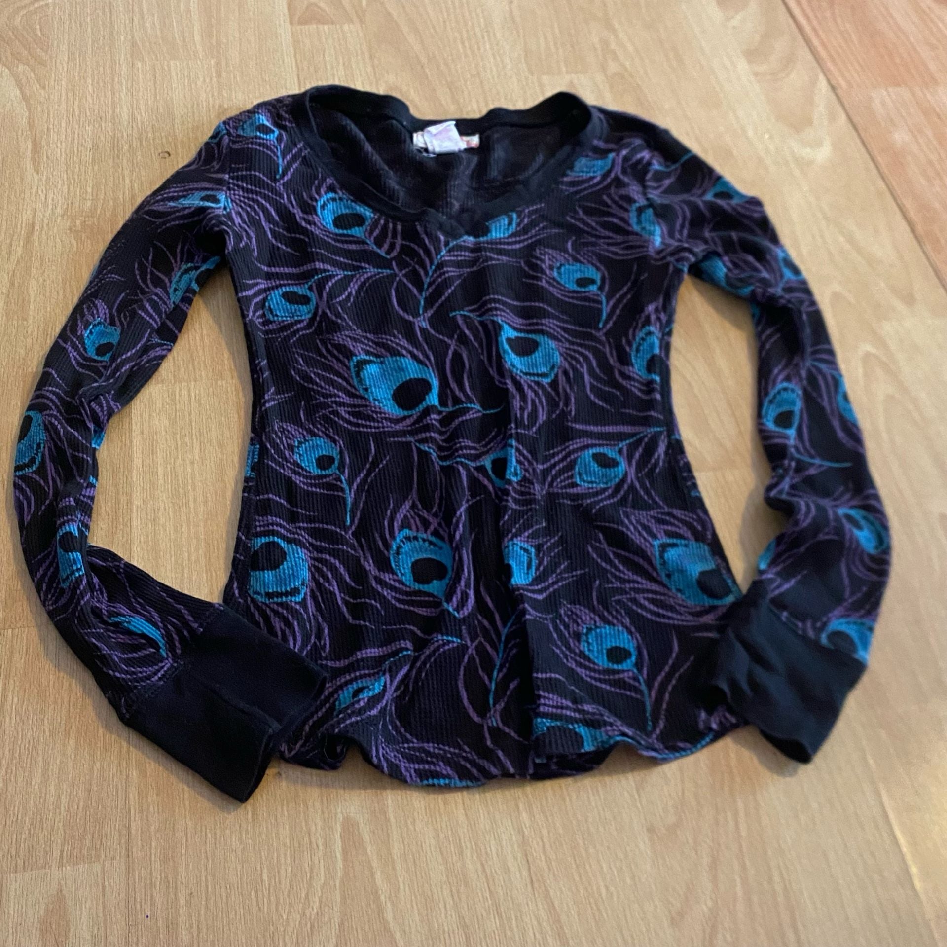 Op Thermal Long Sleeve Size S Peacock Feather Print 1