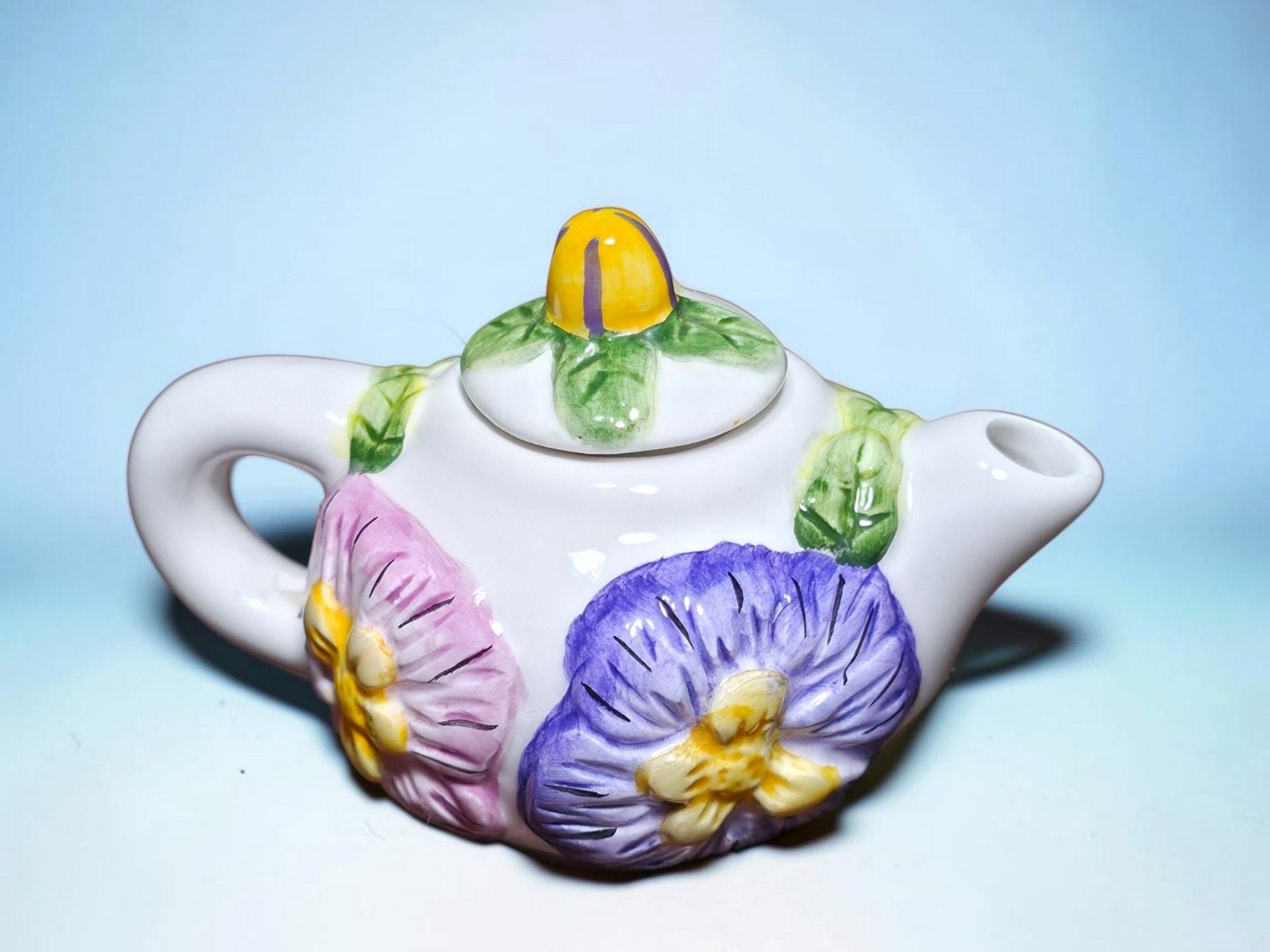 Asia Master Group Ceramic Miniature Teapot Set Pansy Sunflower Floral Decorative 5
