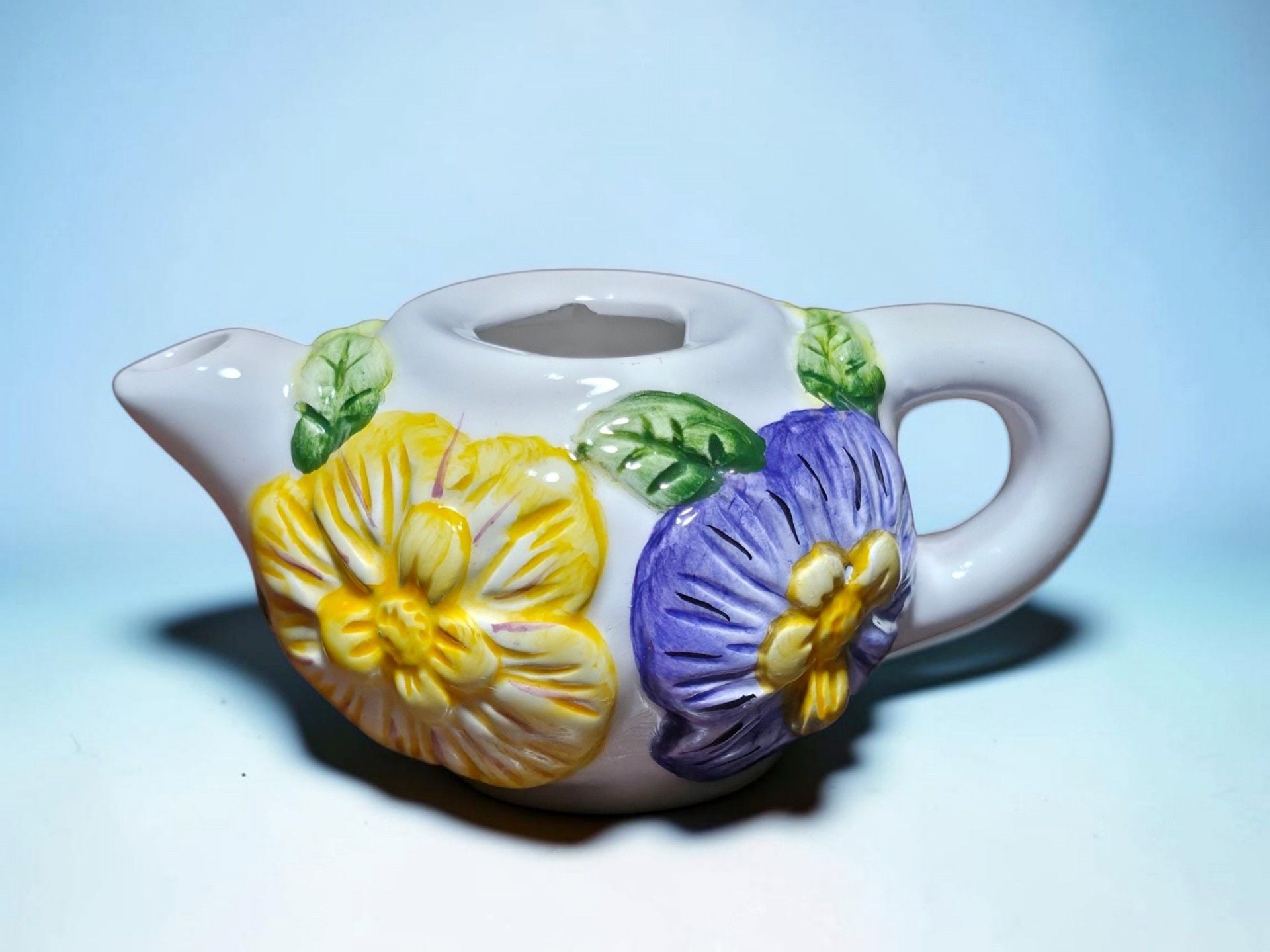 Asia Master Group Ceramic Miniature Teapot Set Pansy Sunflower Floral Decorative 6