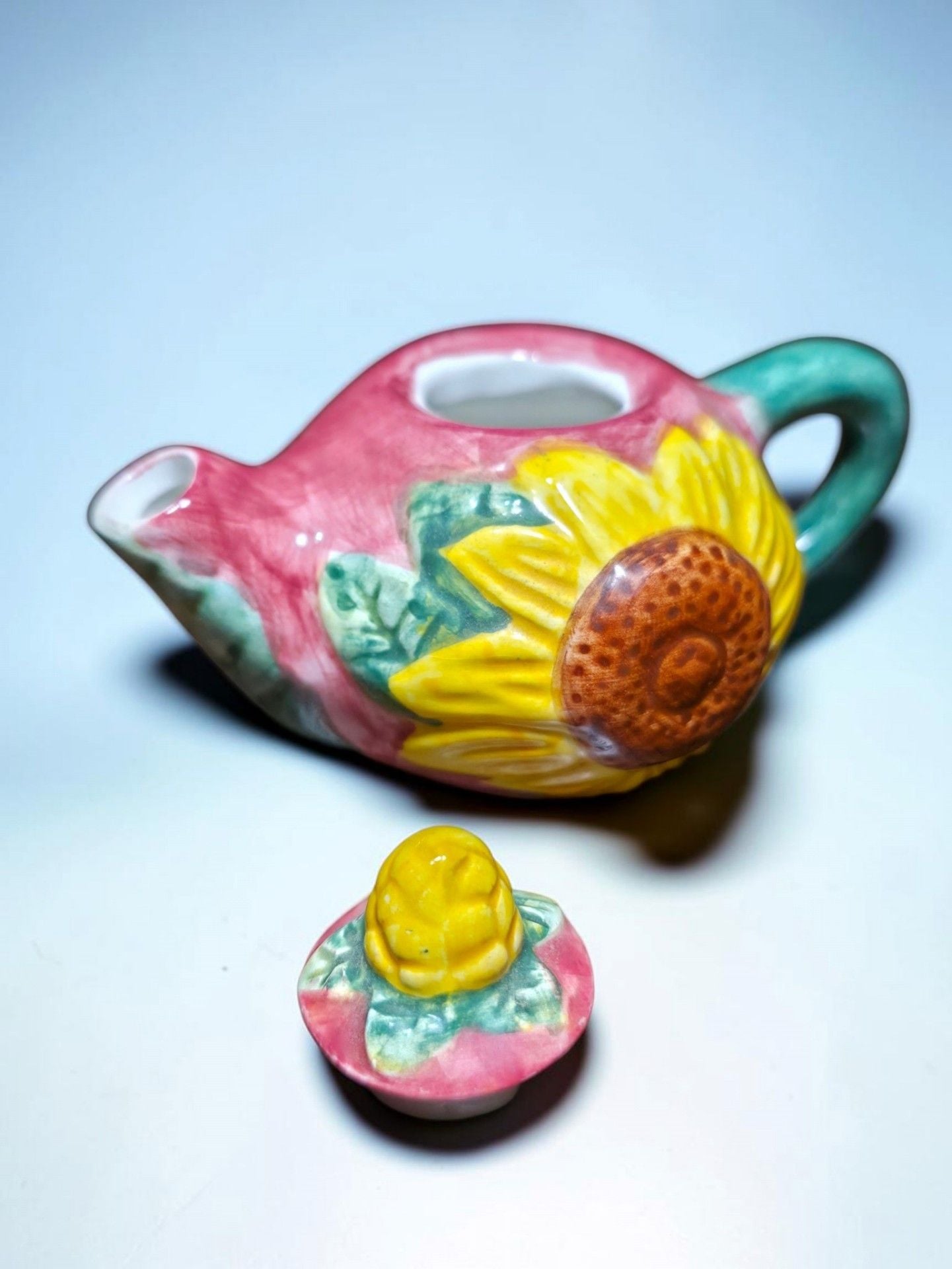 Asia Master Group Ceramic Miniature Teapot Set Pansy Sunflower Floral Decorative 8
