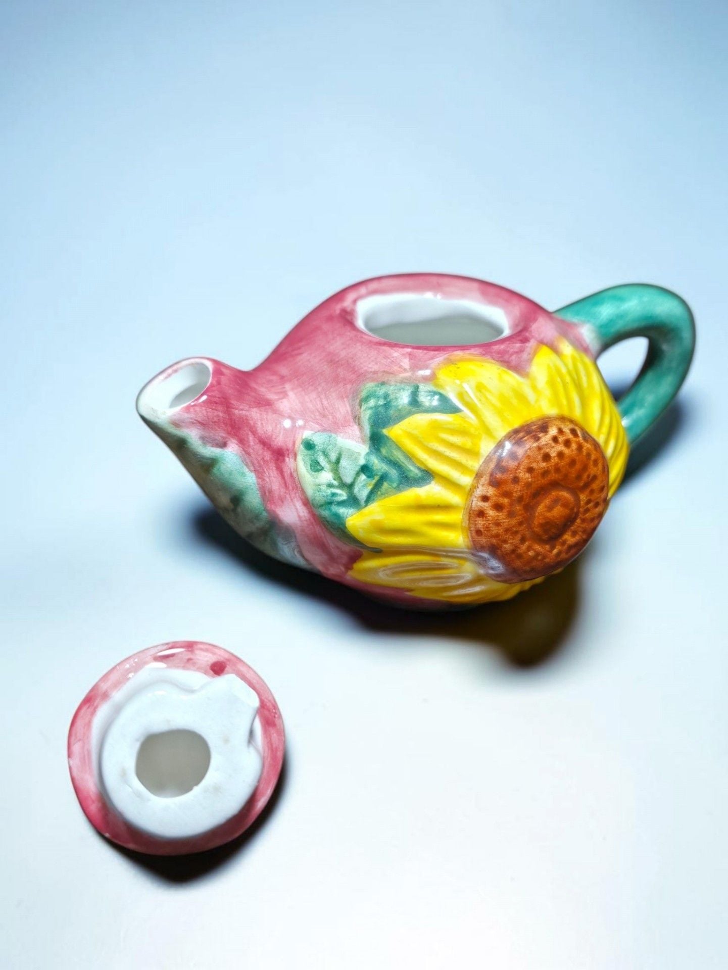Asia Master Group Ceramic Miniature Teapot Set Pansy Sunflower Floral Decorative 9