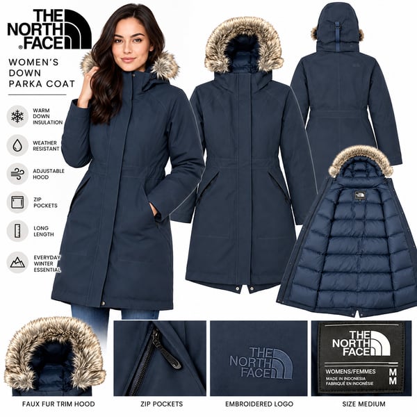 The North Face Arctic Down Parka Women's Urban Navy Heather Size Medium