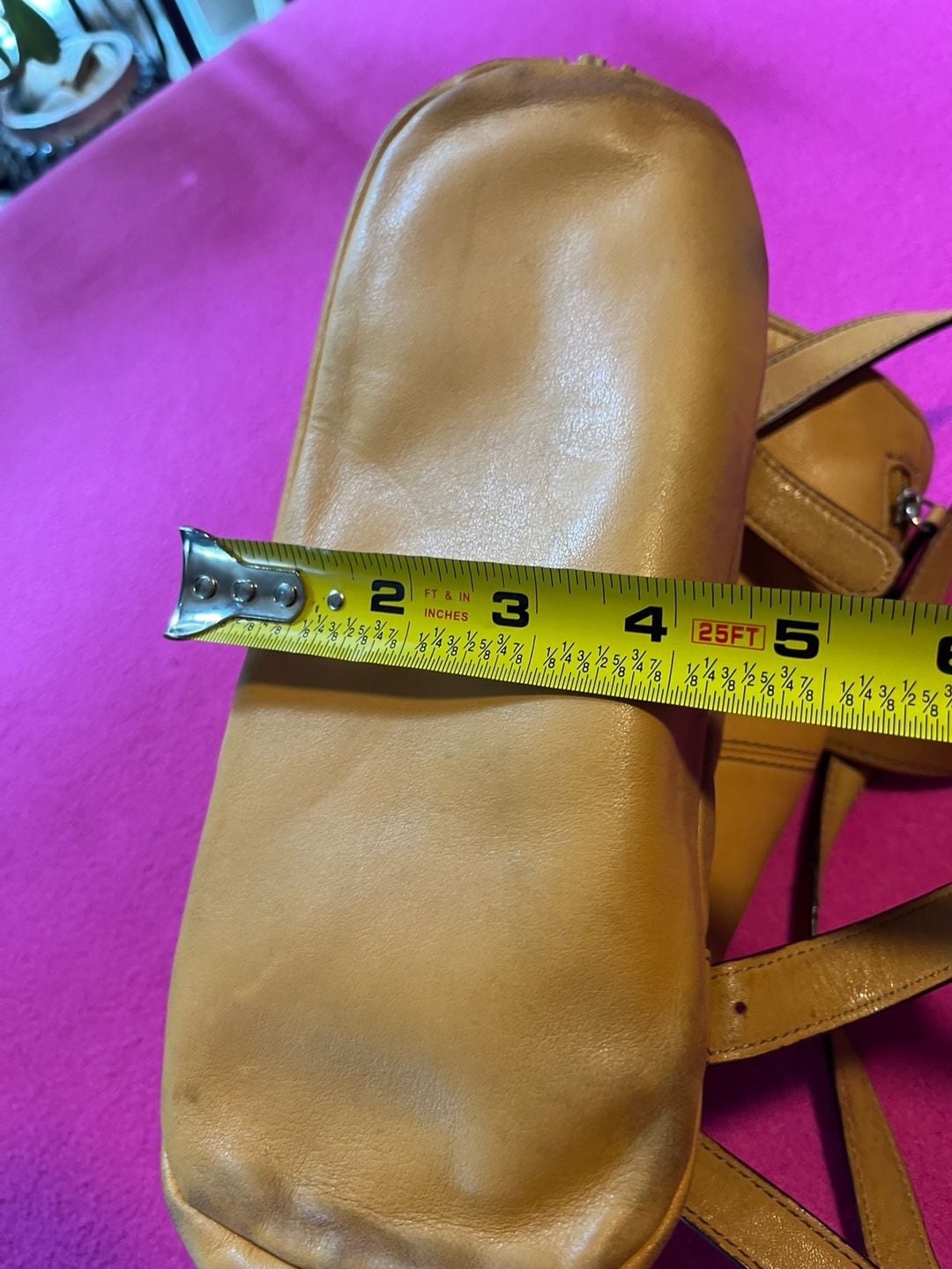 Tignanello Leather Dome Backpack Tan Striped Lining 13