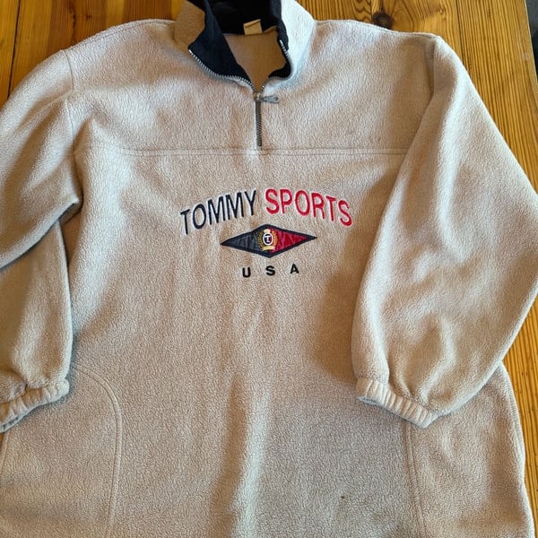 Vintage Tommy Sports Quarter Zip Fleece Beige