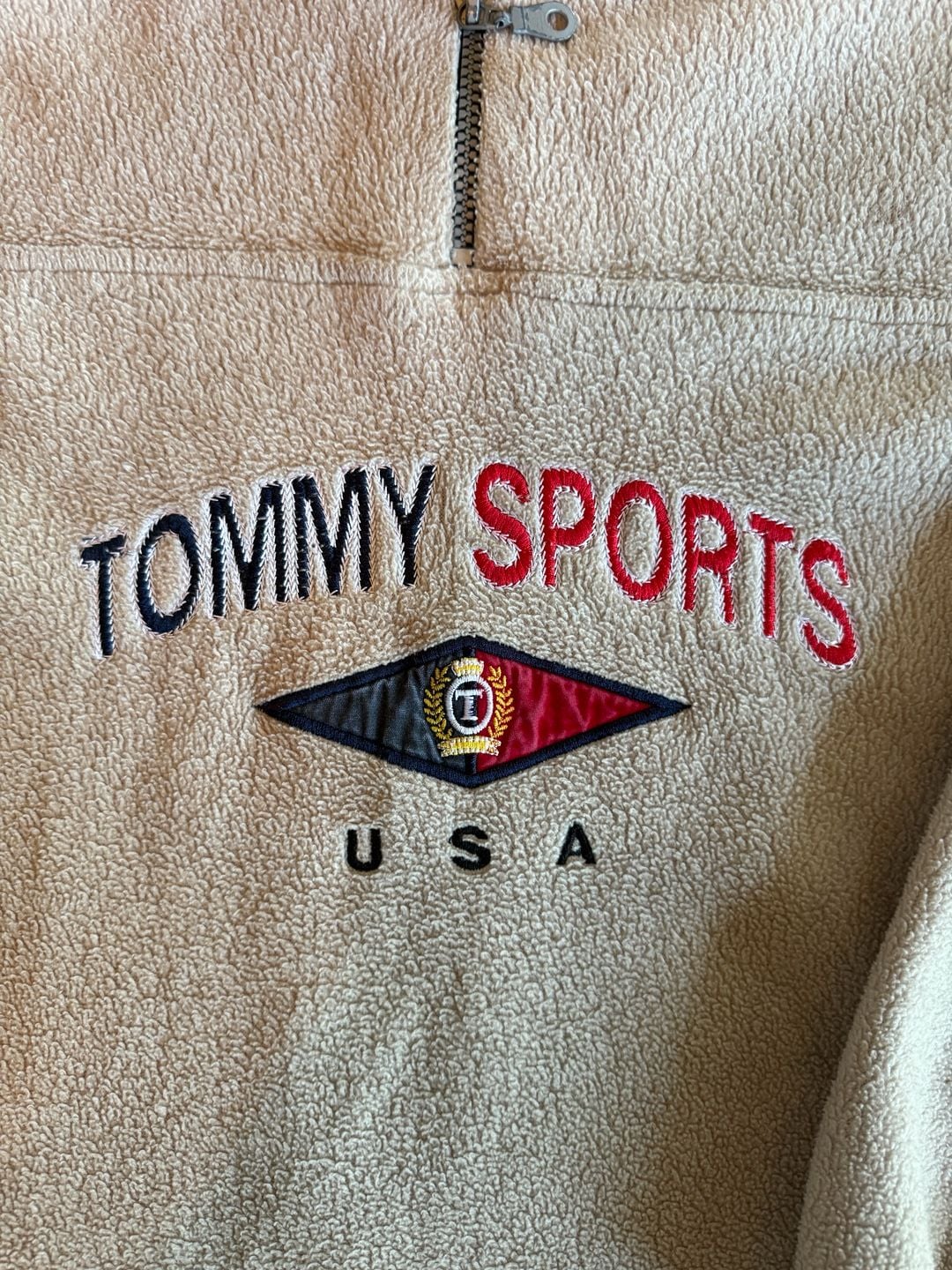 Vintage Tommy Sports Quarter Zip Fleece Beige 3
