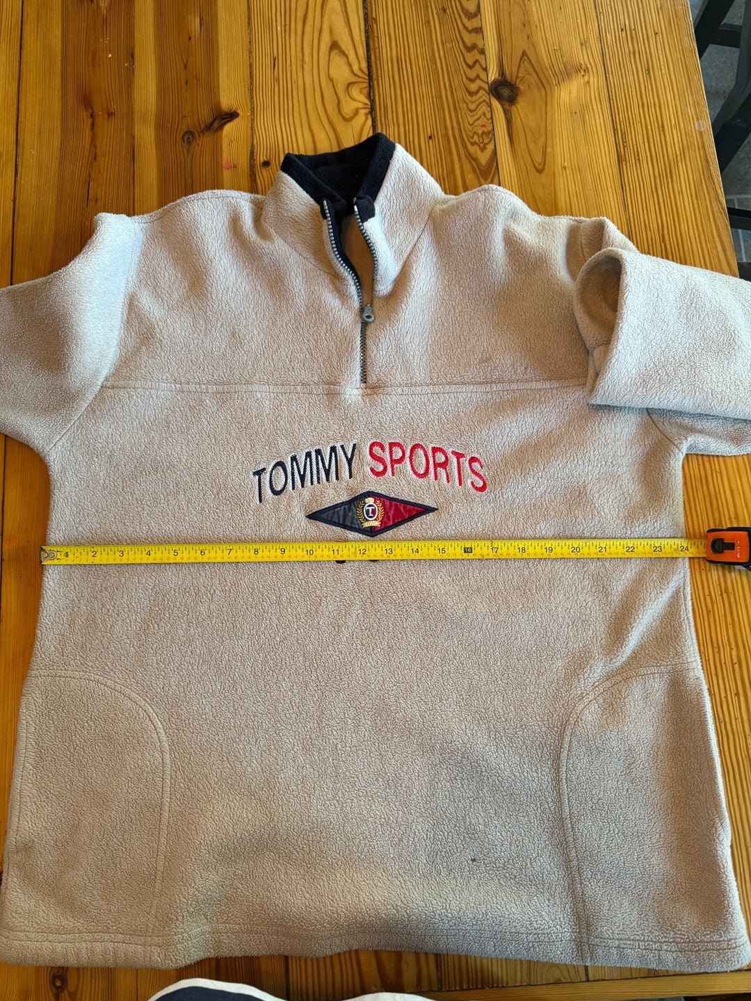 Vintage Tommy Sports Quarter Zip Fleece Beige 5