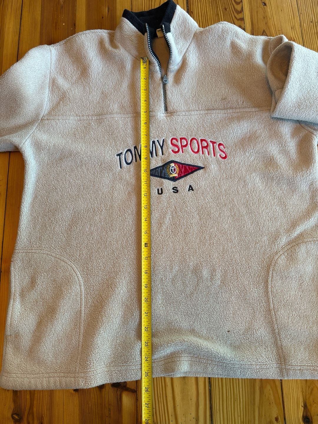 Vintage Tommy Sports Quarter Zip Fleece Beige 6