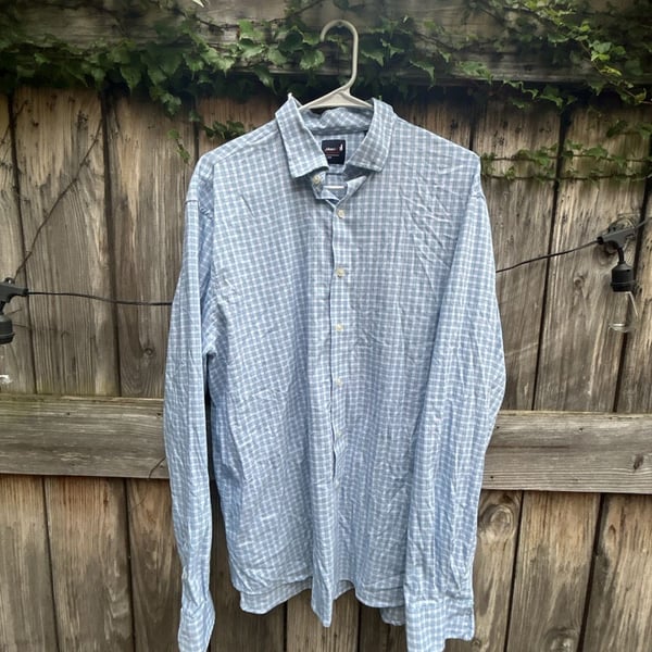 Johannie-O Performance Blue Plaid Button Down Shirt X-Large