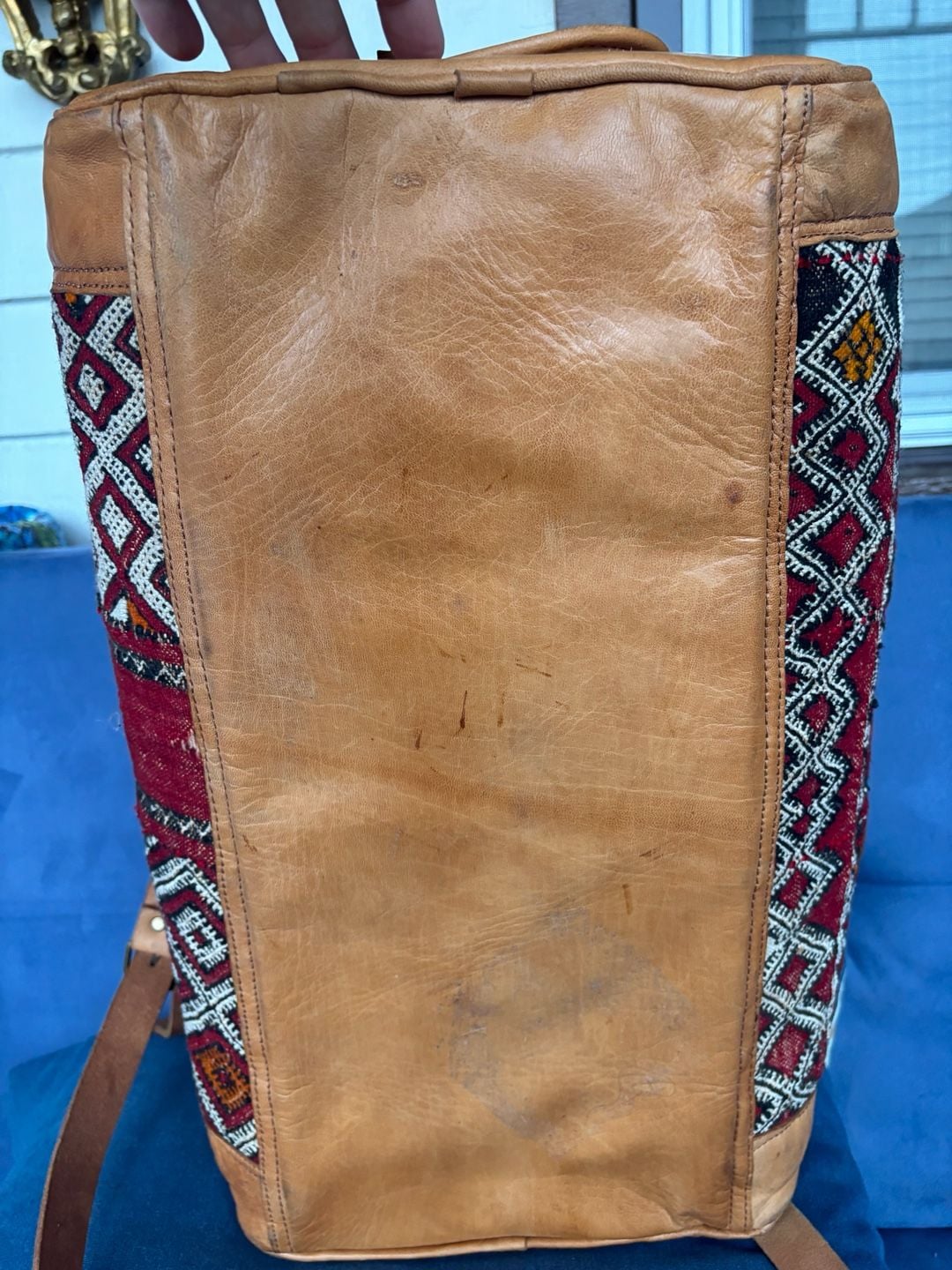 Handmade Moroccan Kilim Leather Duffle Travel Weekender Bag 9