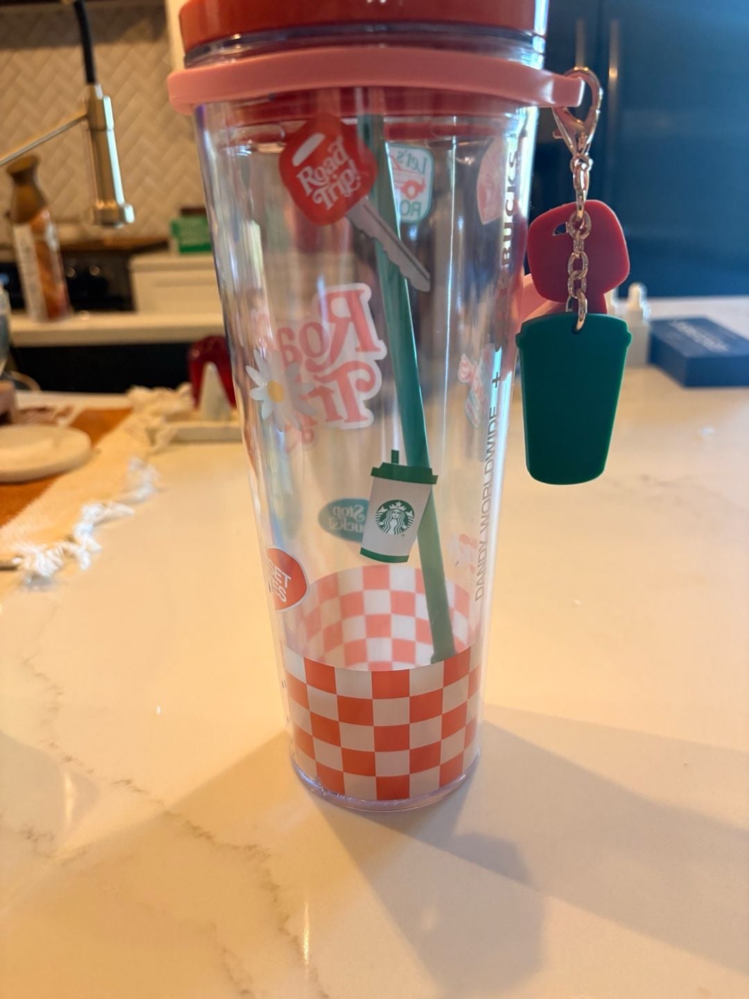 Starbucks Dandy Worldwide Road Trip Tumbler 24oz Venti Cold Cup with Keychain 2