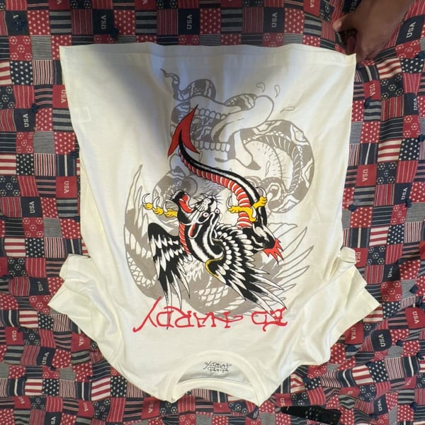 Ed Hardy Eagle Snake Graphic T-Shirt Size L Off-White