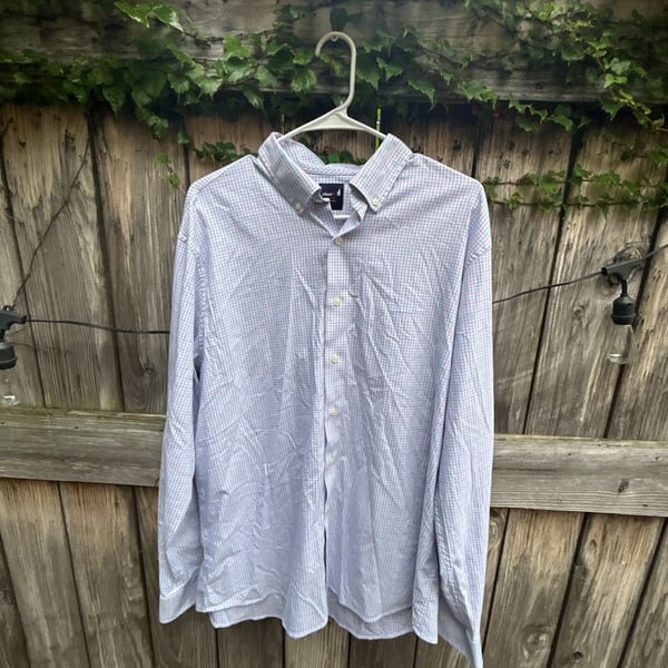 johannie-o Performance Button Down Shirt Size X-Large Blue Red Checkered